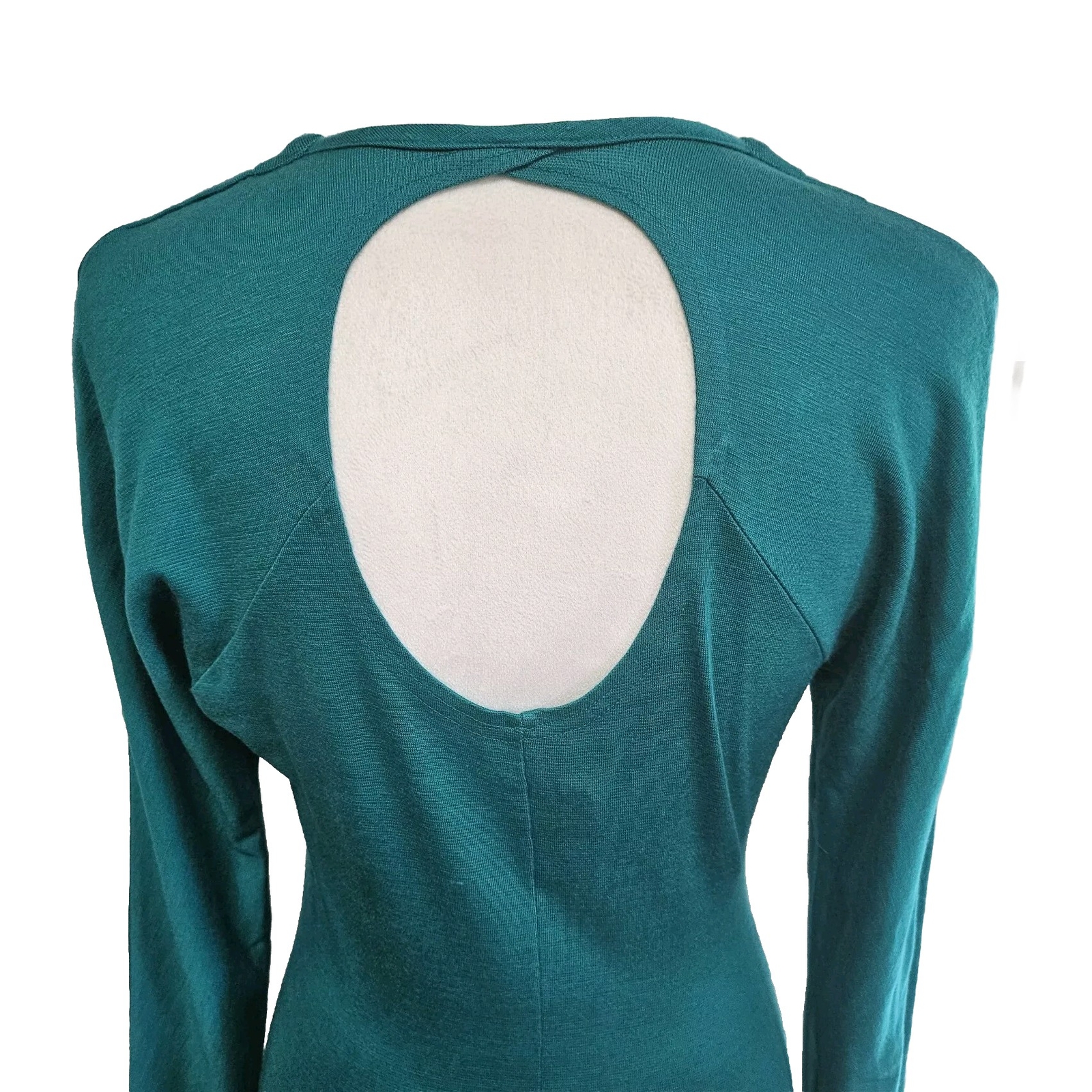 Vintage 90s Retro Marnie West Green Silver Studded Sleeves Bodycon Dress Size M