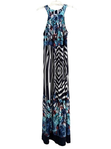J’aime La Vie Paris Maxi Dress Halter Neck Empire Waist Flowy Multicolor Size XL