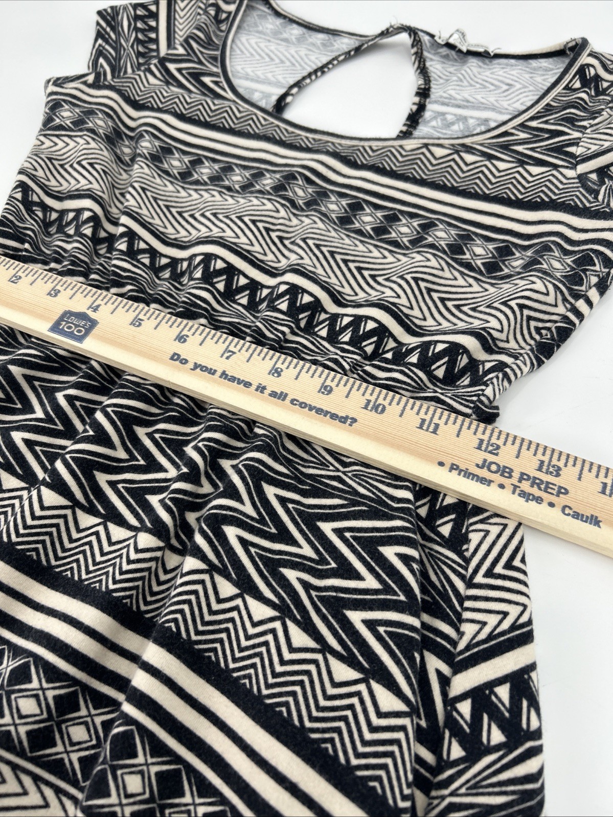 Charlotte Russe Womens Black White Geometric Tribal Skater Dress Keyhole Back M