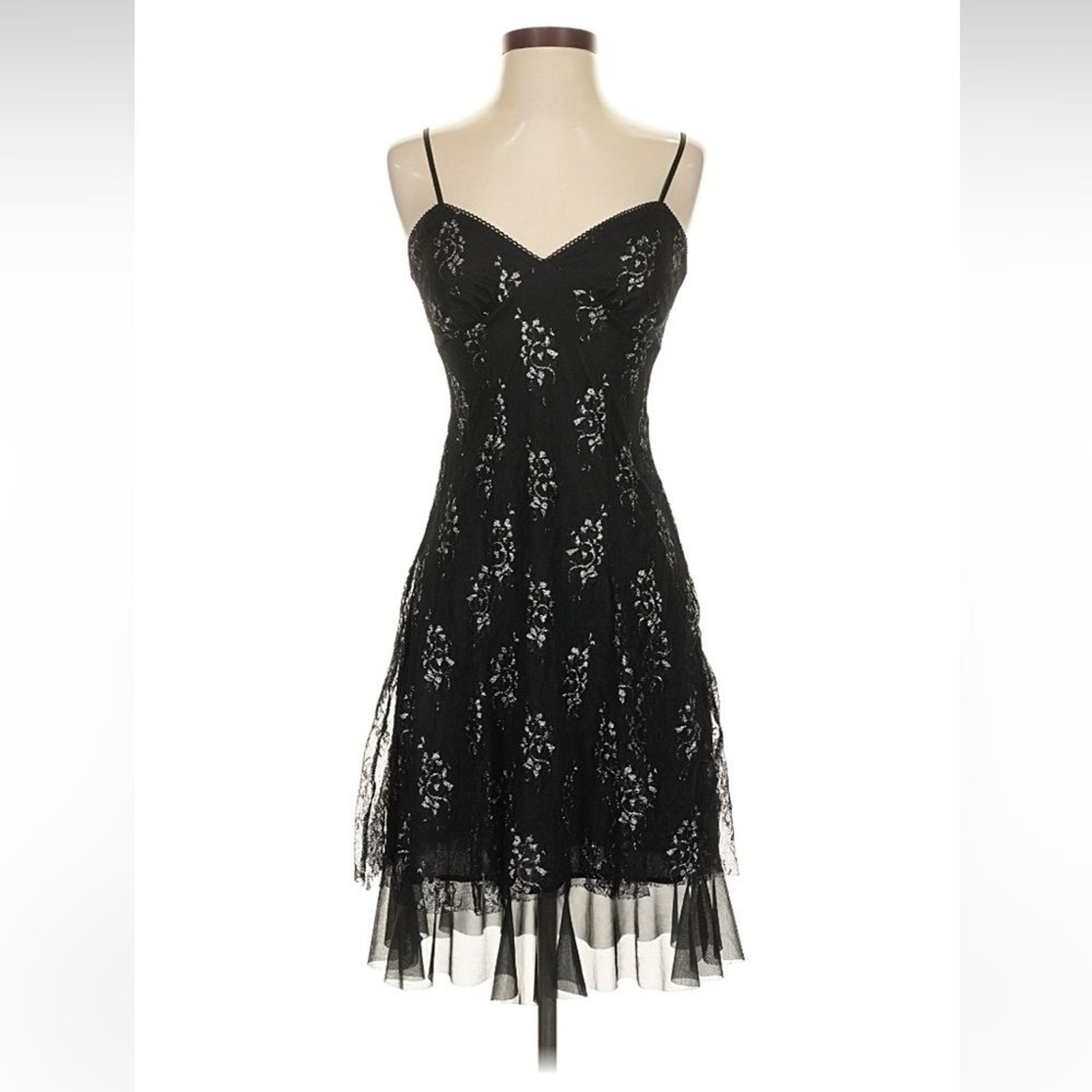 VTG Wet Seal Floral Chiffon Mini Dress Lace Floral Goth Betsey Johnson y2k 2000s