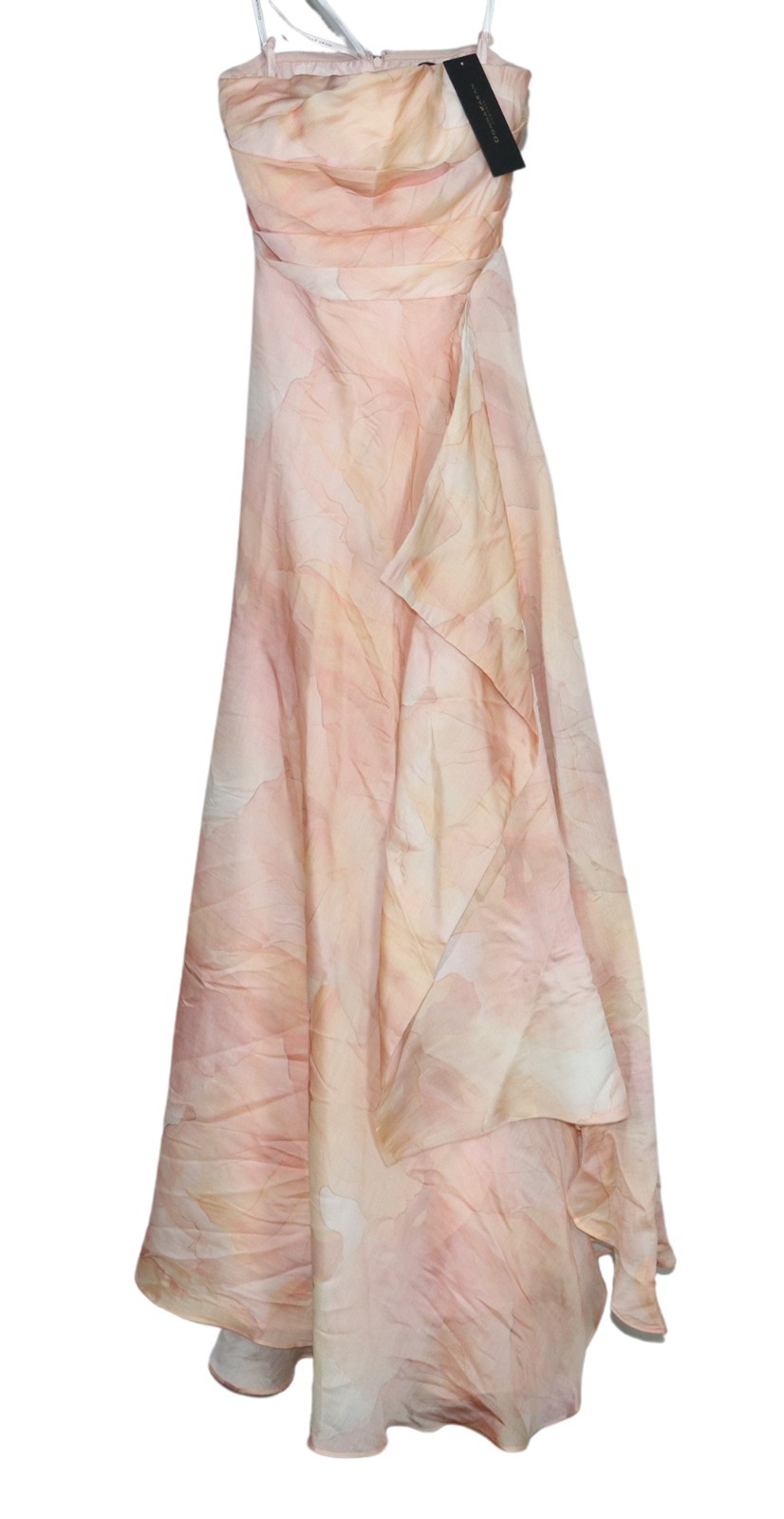 Donna Karan Size 8 Strapless Evening Gown Marbled Pattern Maxi Dress NWT Apricot