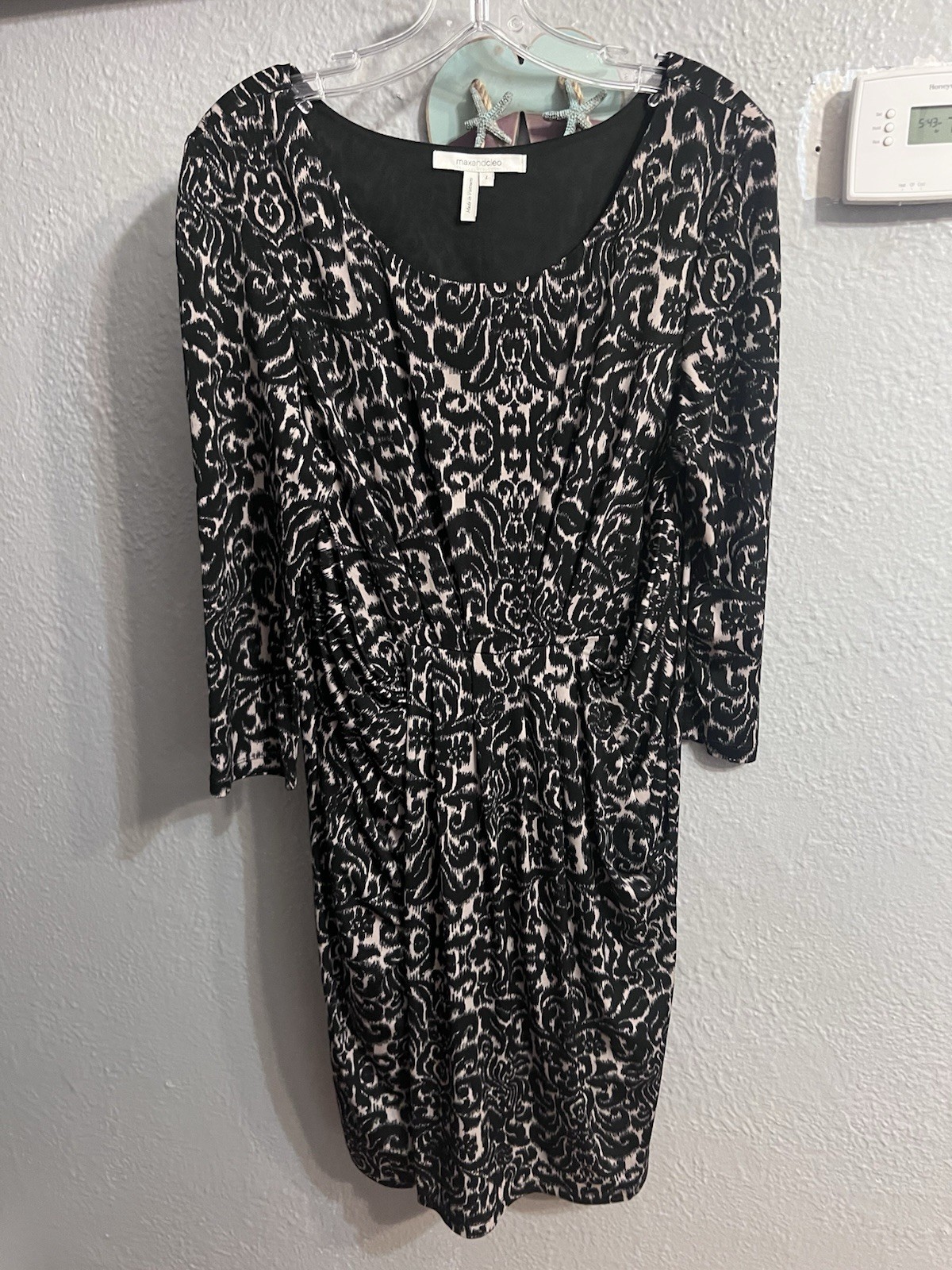 Max and Cleo Womans Black Animal Print Dress Size Large