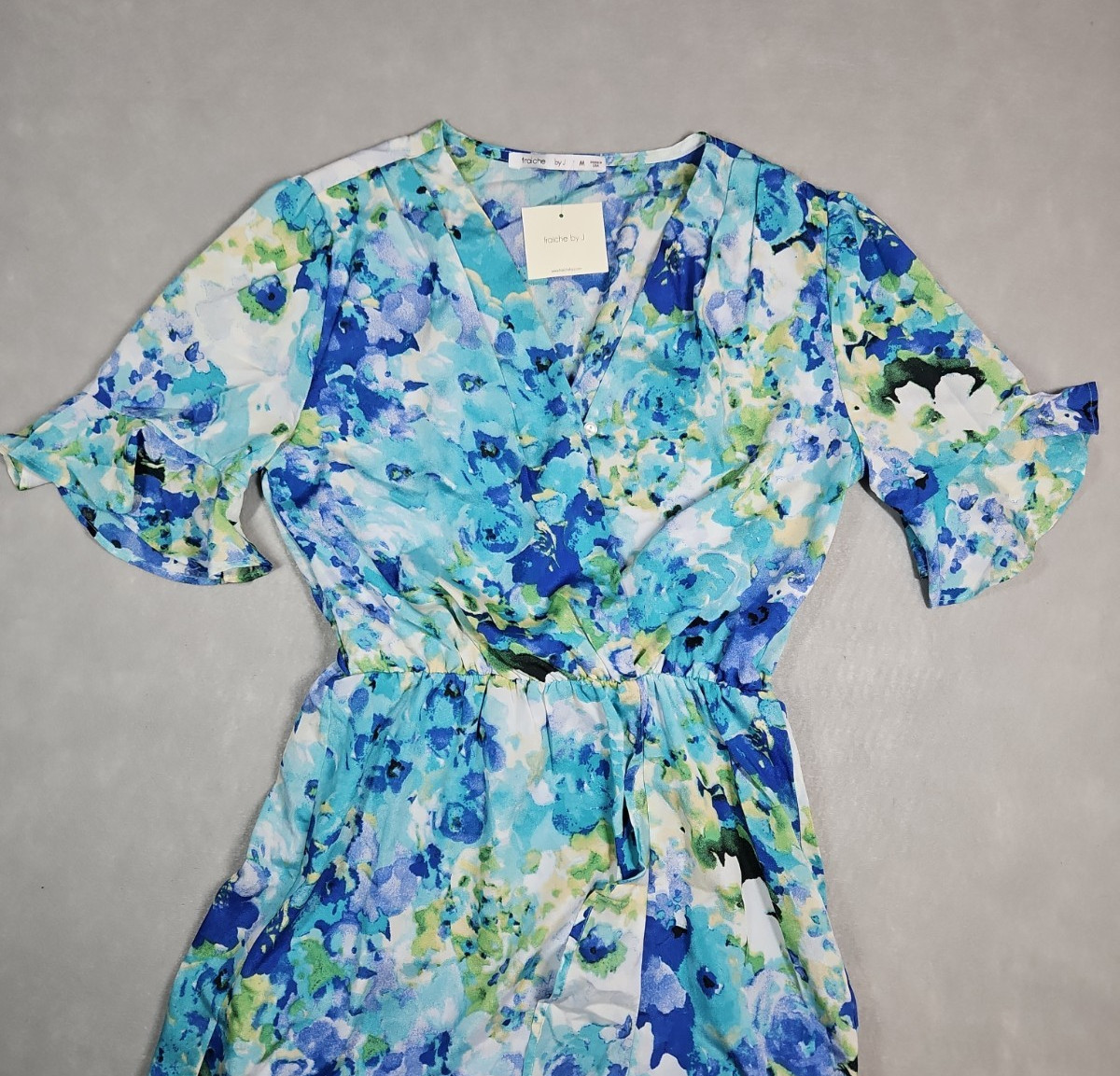 Fraiche By J Womens Blue Floral High Low Maxi Dress Size Medium NWT