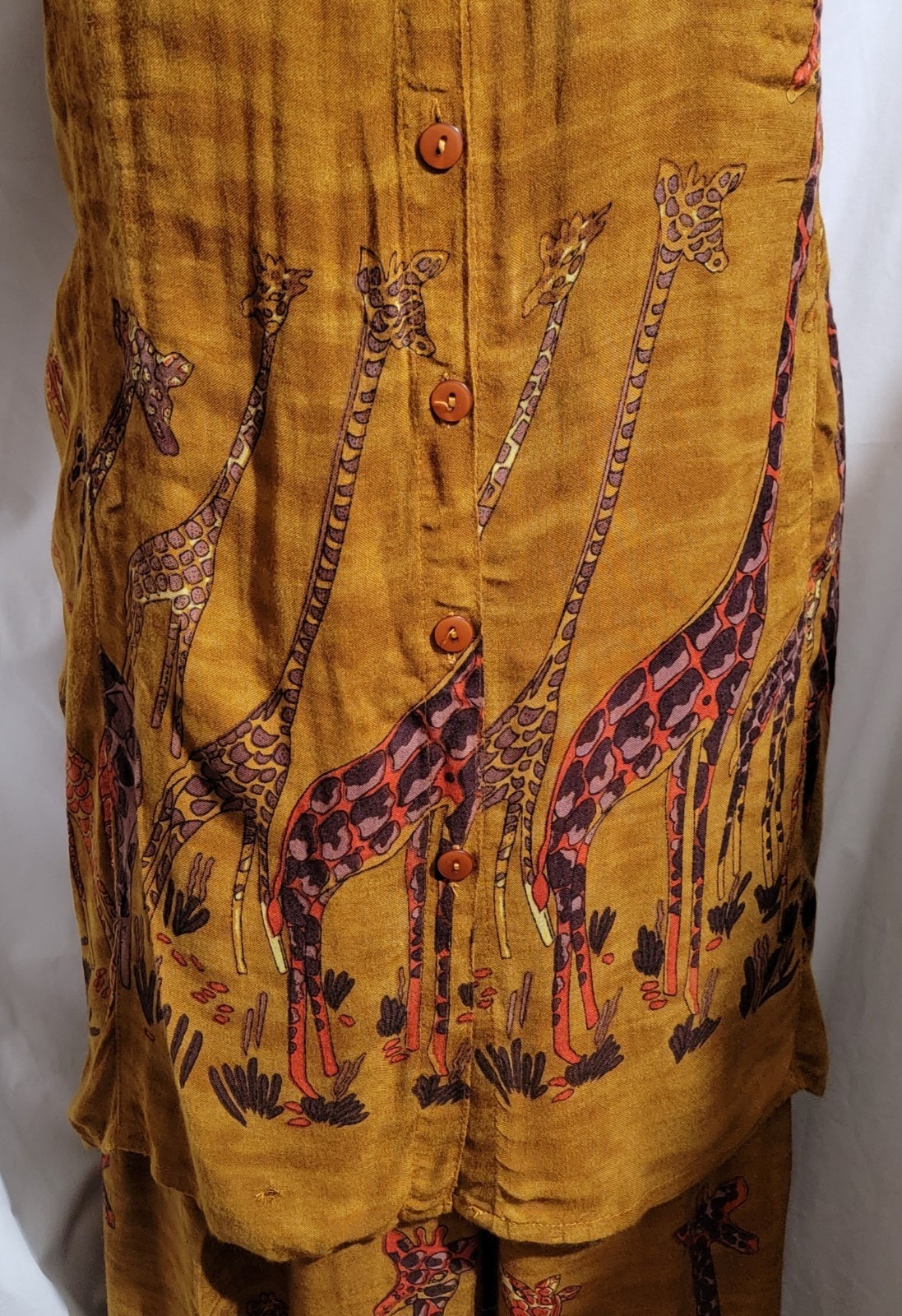 BLACK MAGIC BOHO STYLE 2 PC WOMEN XL TOP /MATCHING SKIRT/BROWN & PRETTY GIRAFFES