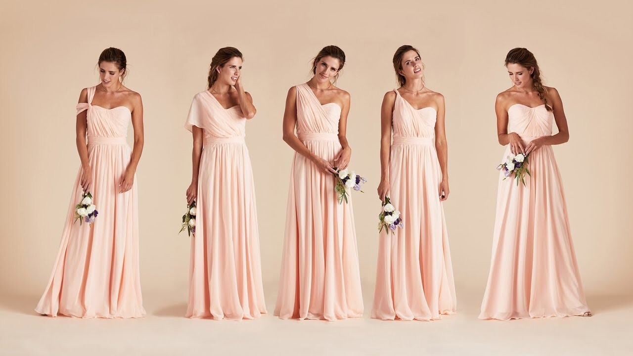 Birdy Grey Size Large Multi Style Strapless Tie Waist Gown Dusty Pink Blush