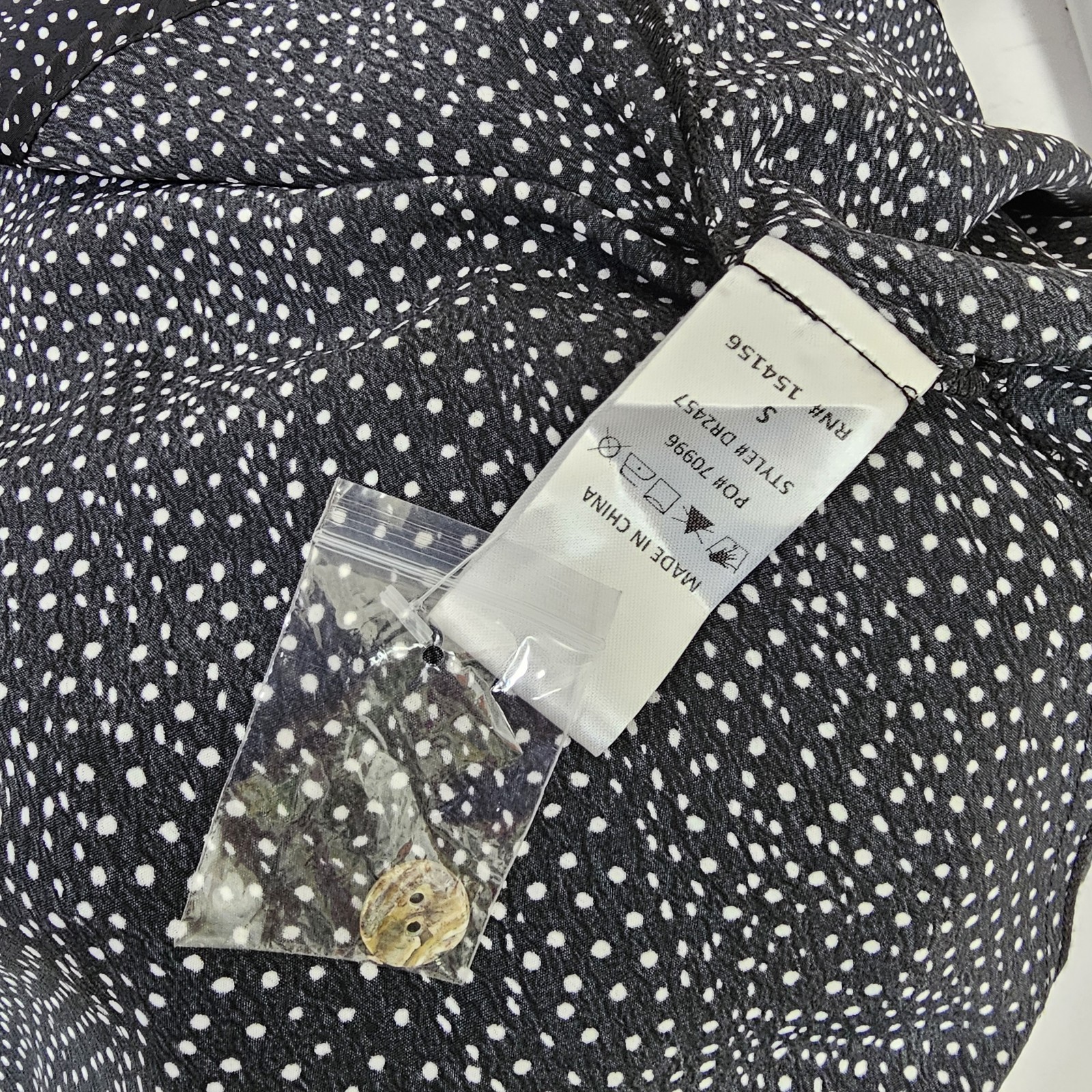Mod Ref Size S Black White Small Polka Dot Shirt Dress Casual Midi Short Sleeve