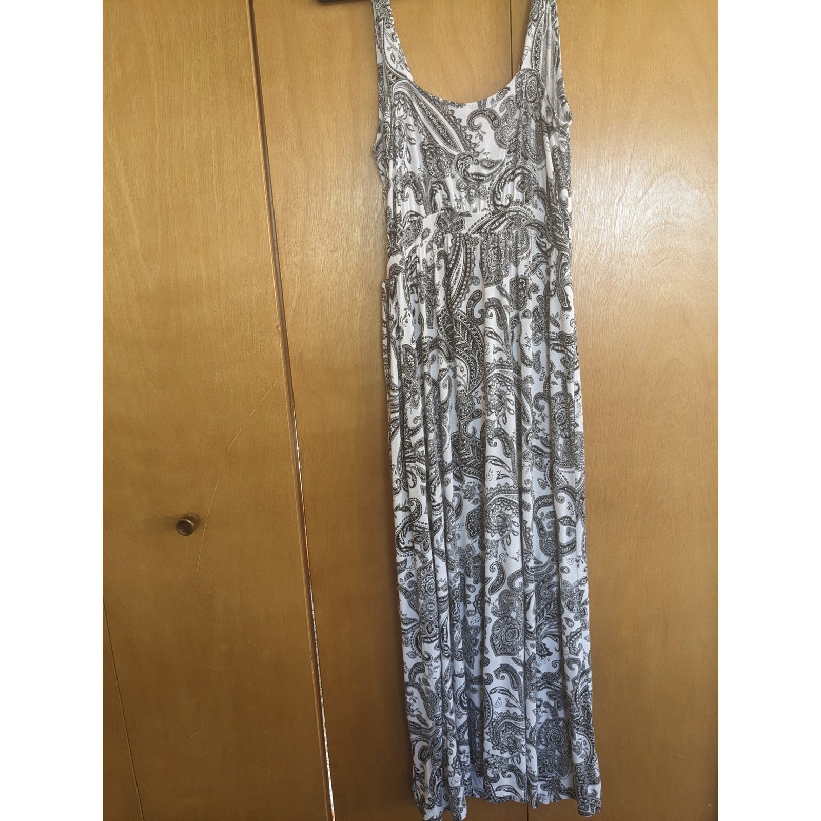 Old Navy Womens Black White Paisley Sleeveless Wrap Maxi Dress Large Petite