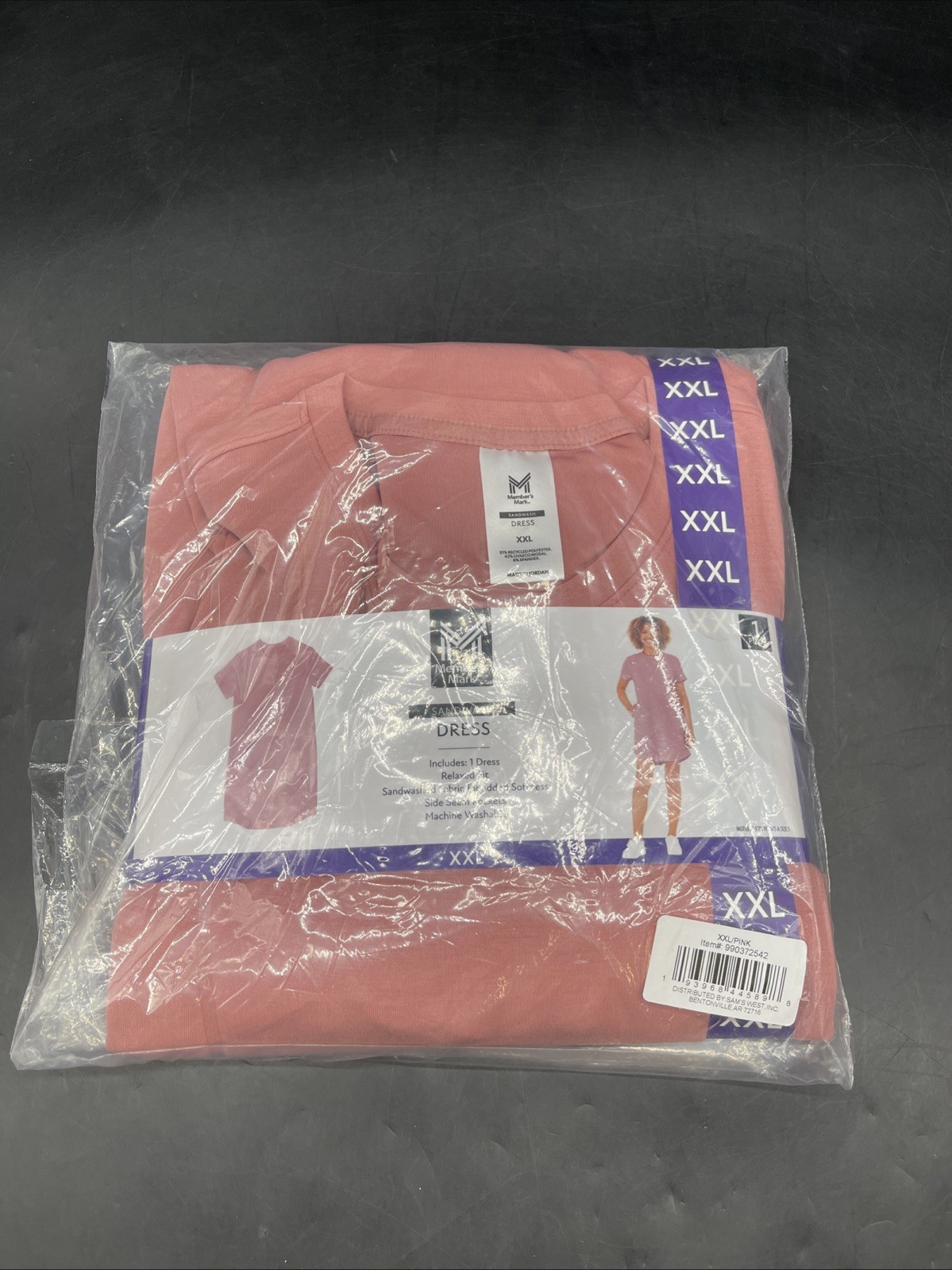New Member’s Mark Women’s Soft Sand-Washed Short Sleeve Dress Size XXL Pink *