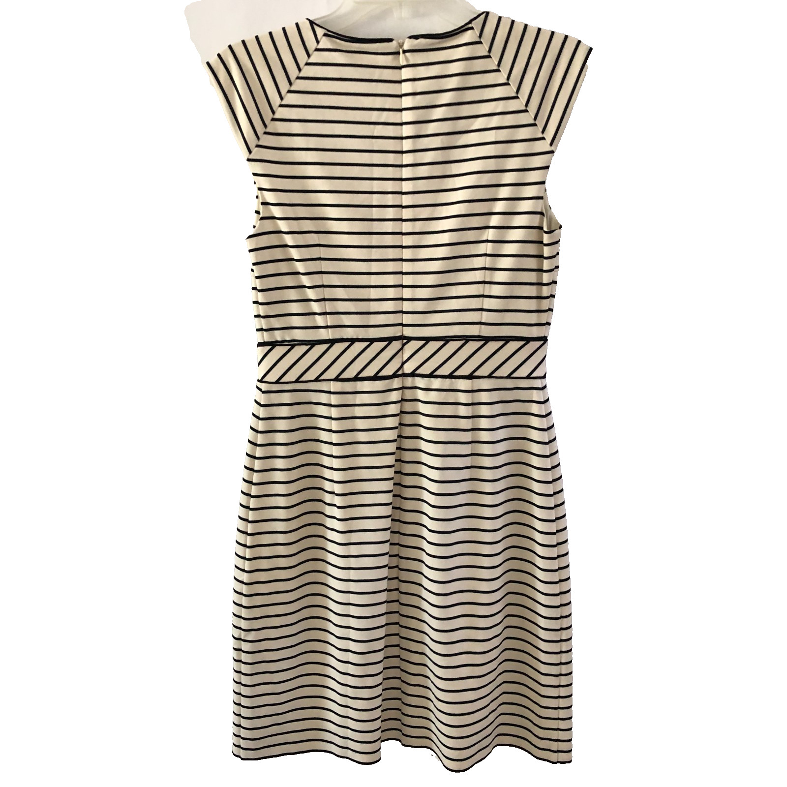 MARELLA Striped Sheath Dress Size 4 Nautical Classic Cream Black Sleeveless