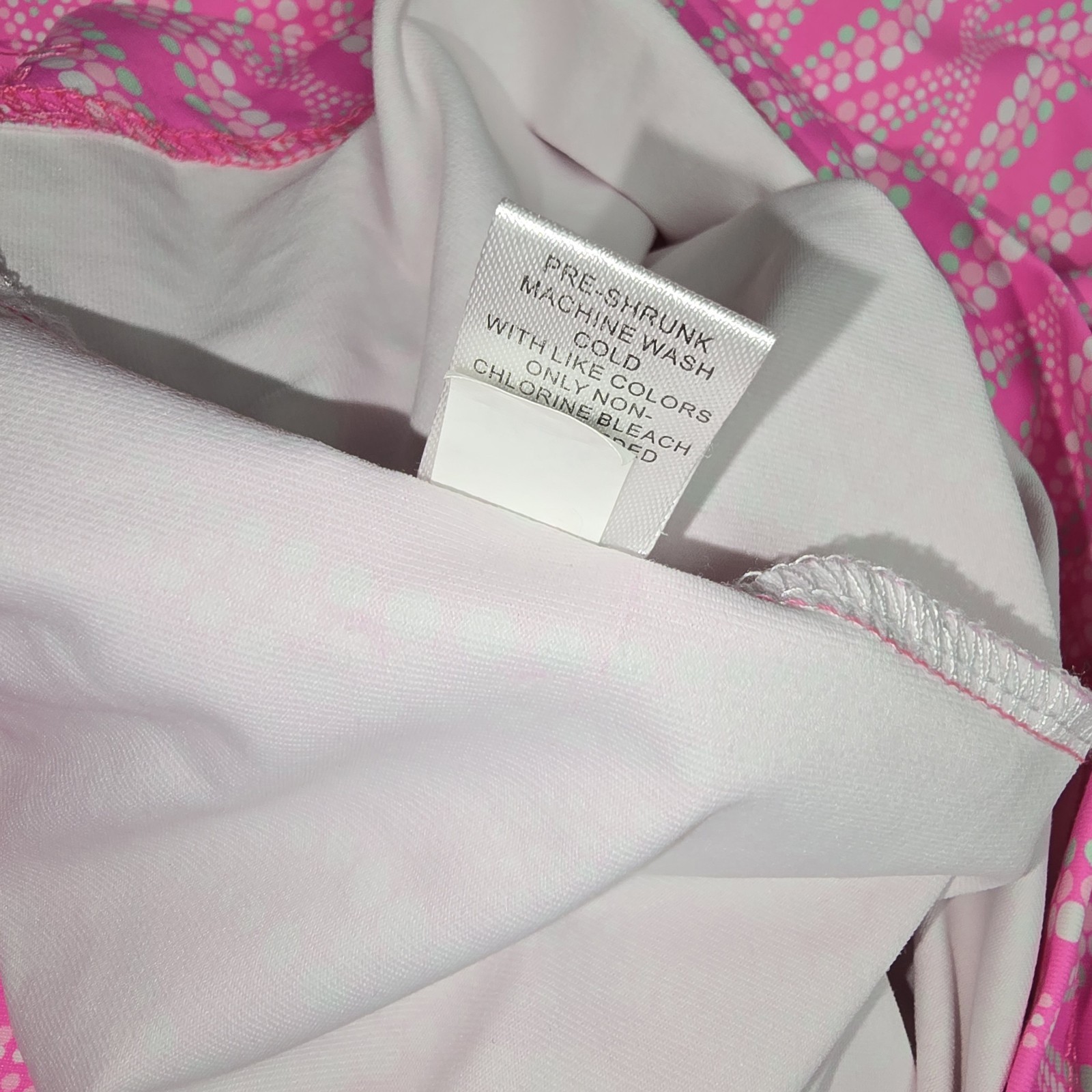 Lulu B Mini Dress Size M Ruffle Neck Sleeveless Catalina Cloth Pink Mosaic Prep