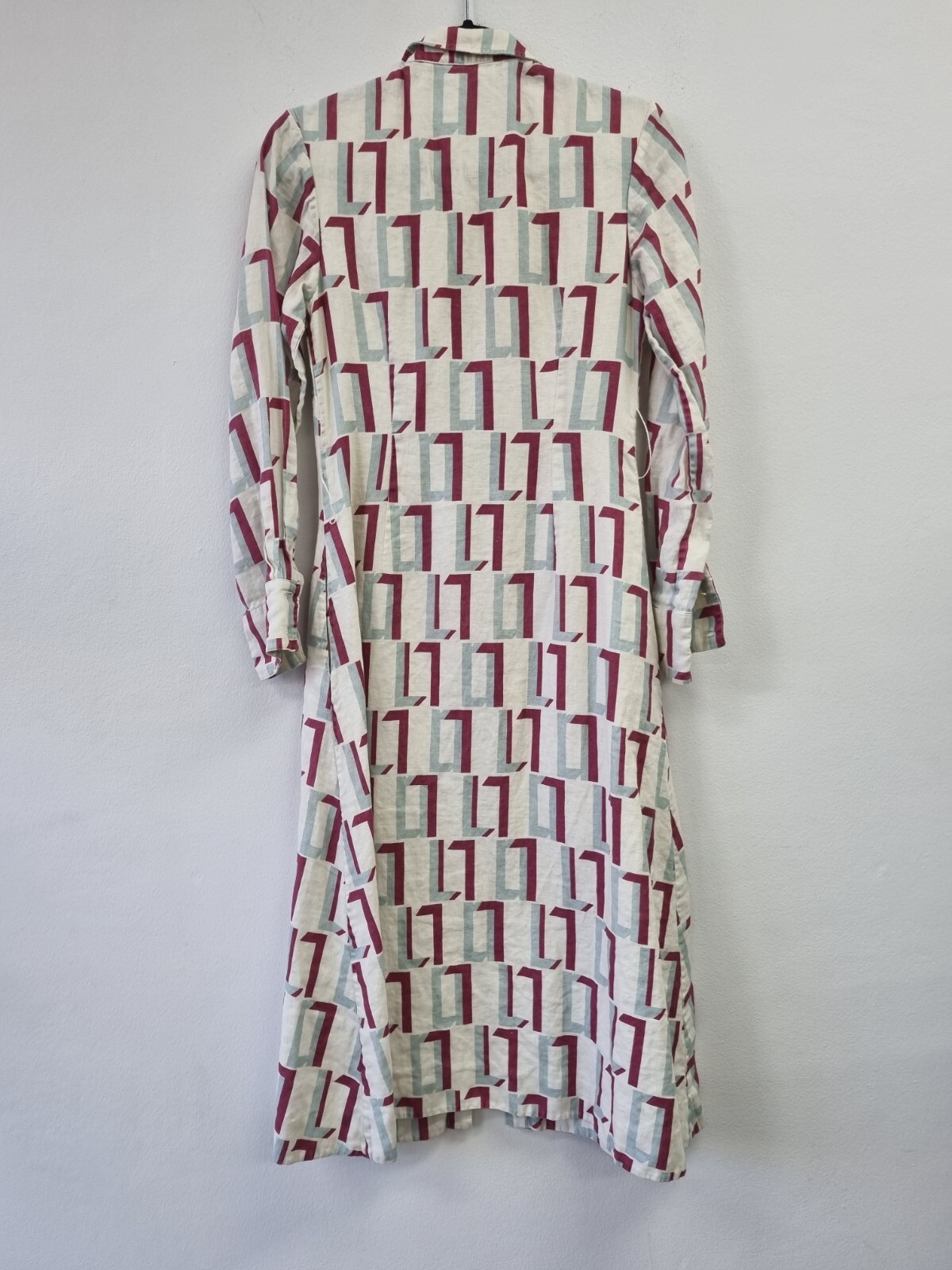 LEO LIN Linen Retro Print Shirt Midi Dress Wprkwear Size 8 AU Preloved