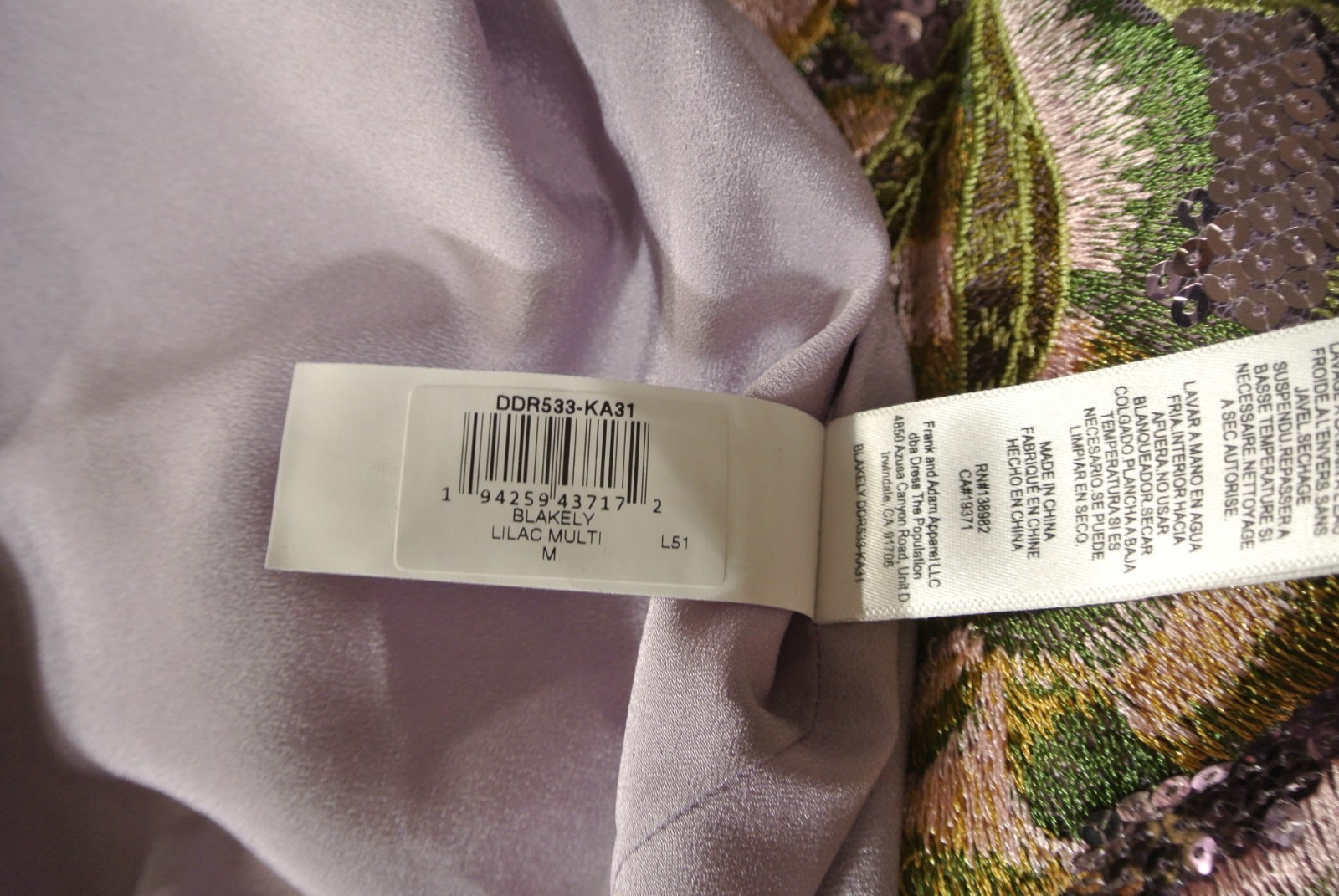 NEW, Dress The Population Blakely Sequin Floral Embroidery Dress Sz M #MD1776