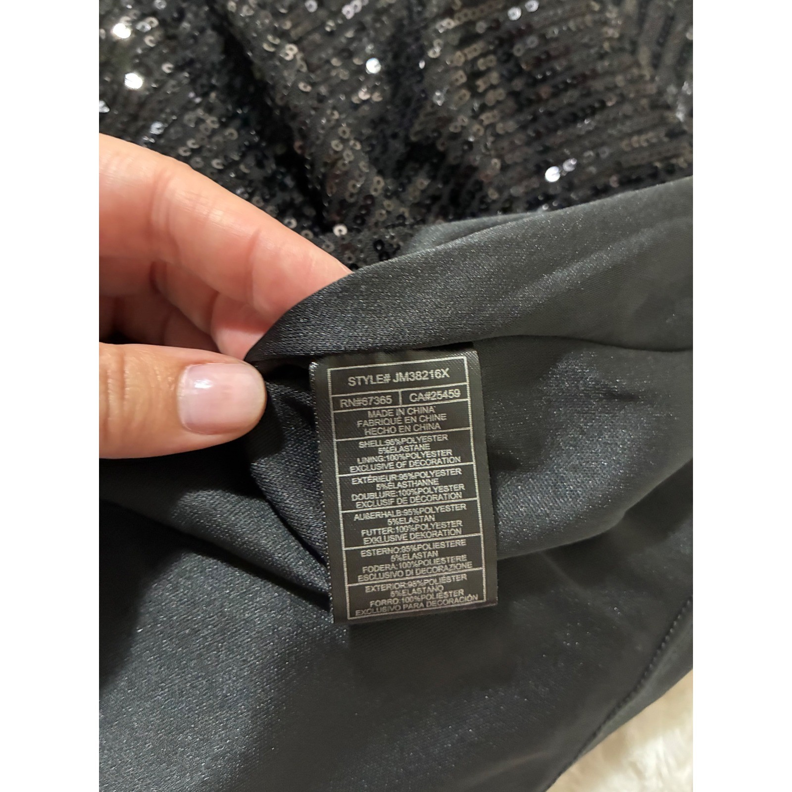 Betsey Johnson Black Sequin Mini Dress Rhinestone Fringe V-Neck JM38216X New