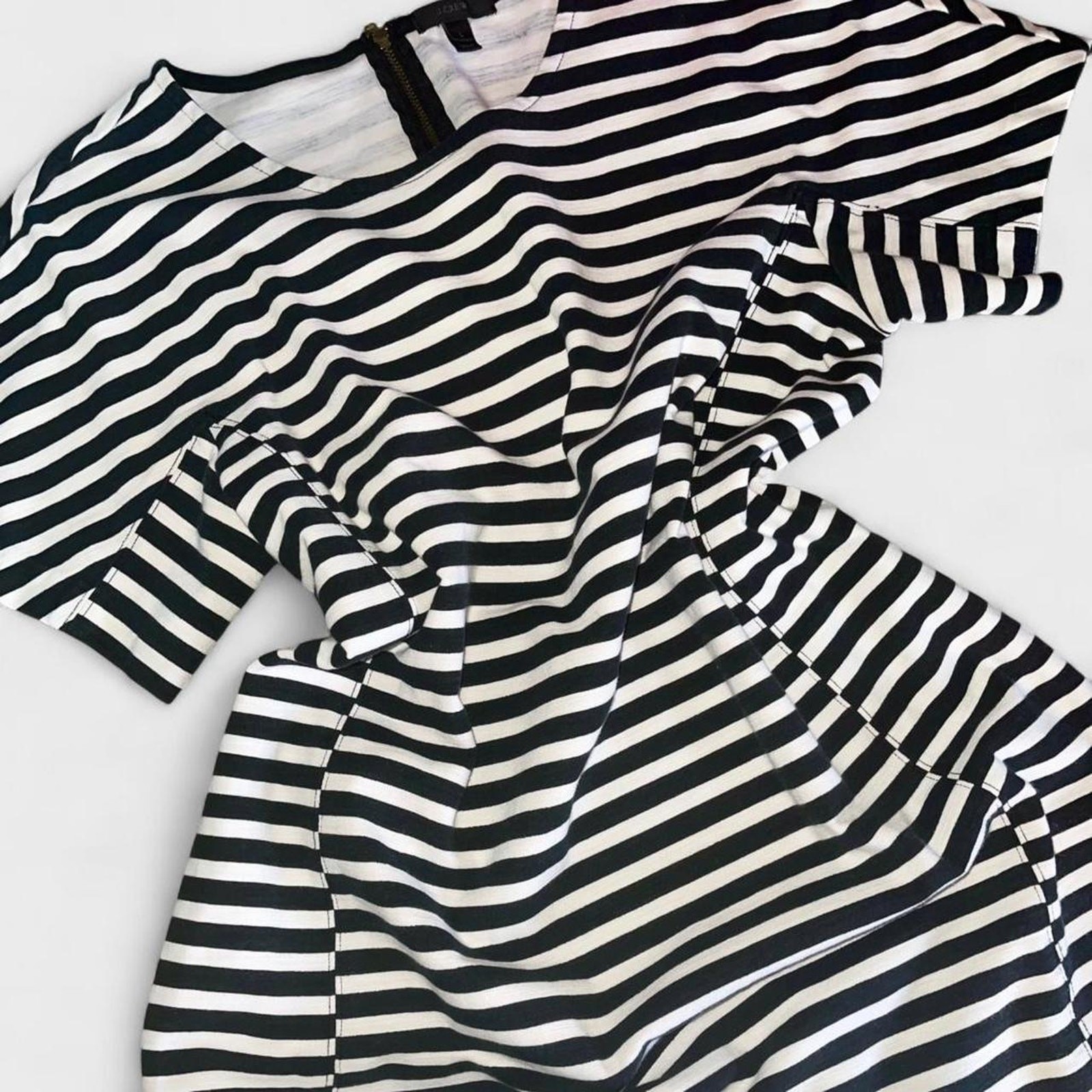 J.Crew Black And White Striped Short Sleeve Shirt Dress – Size L