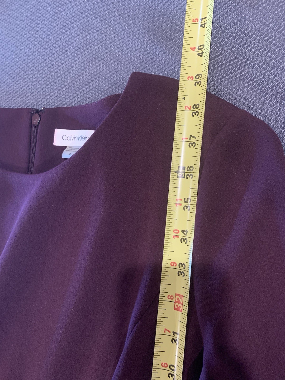 Calvin Klein Womens Eggplant Purple Fit & Flair Dress Size 14