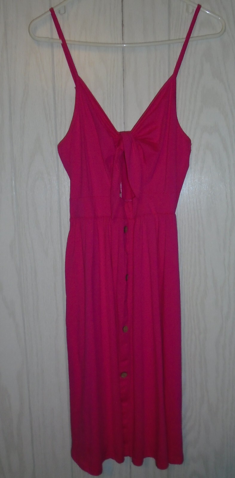 Vote Pretty Keyhole Tie Neckline Pockets Babydoll Sun Dress Pink Size LARGE NWT
