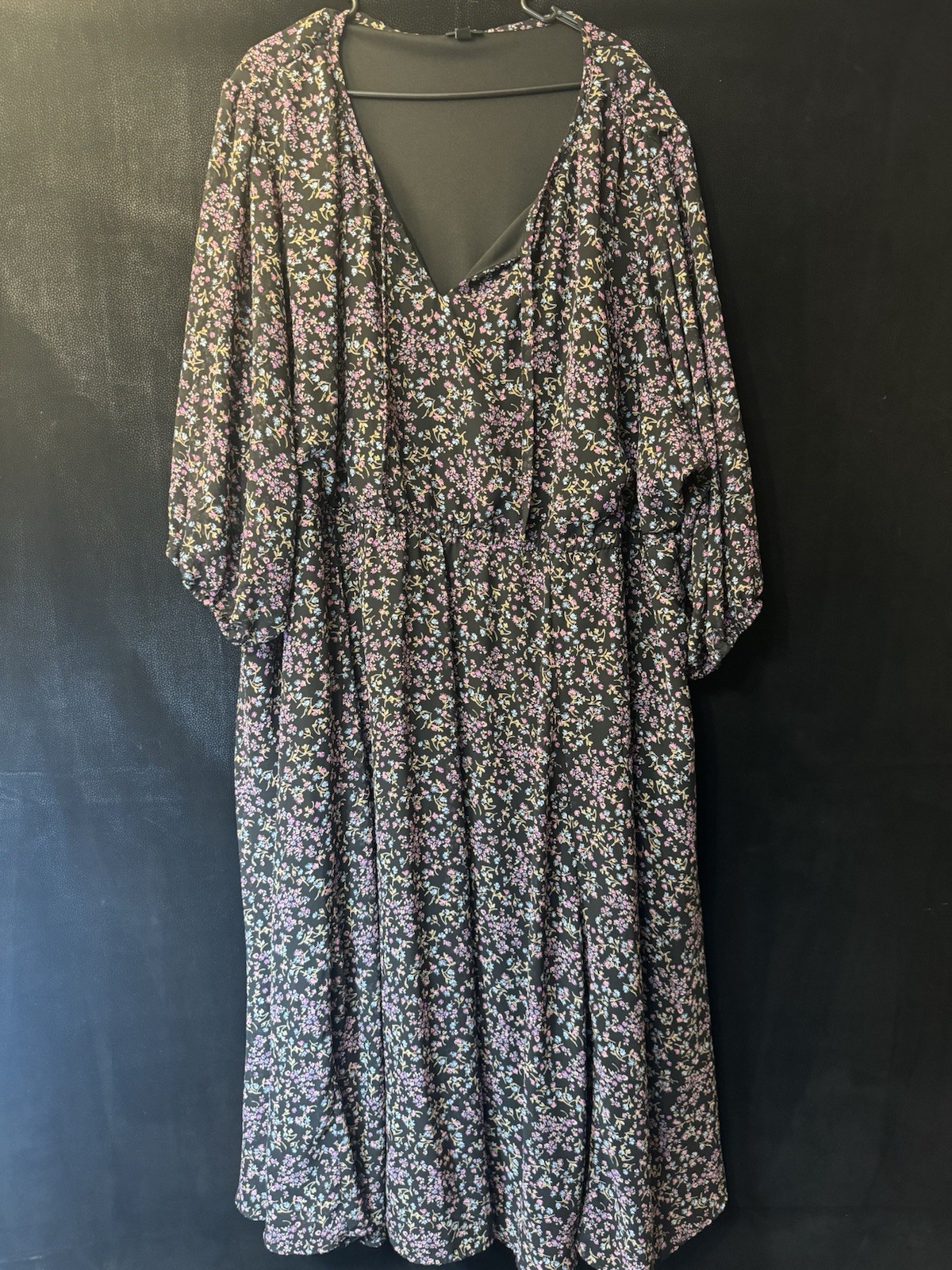 Torrid Womens Size 6 Black Floral Maxi Dress Long Sleeve Empire Waist Plus