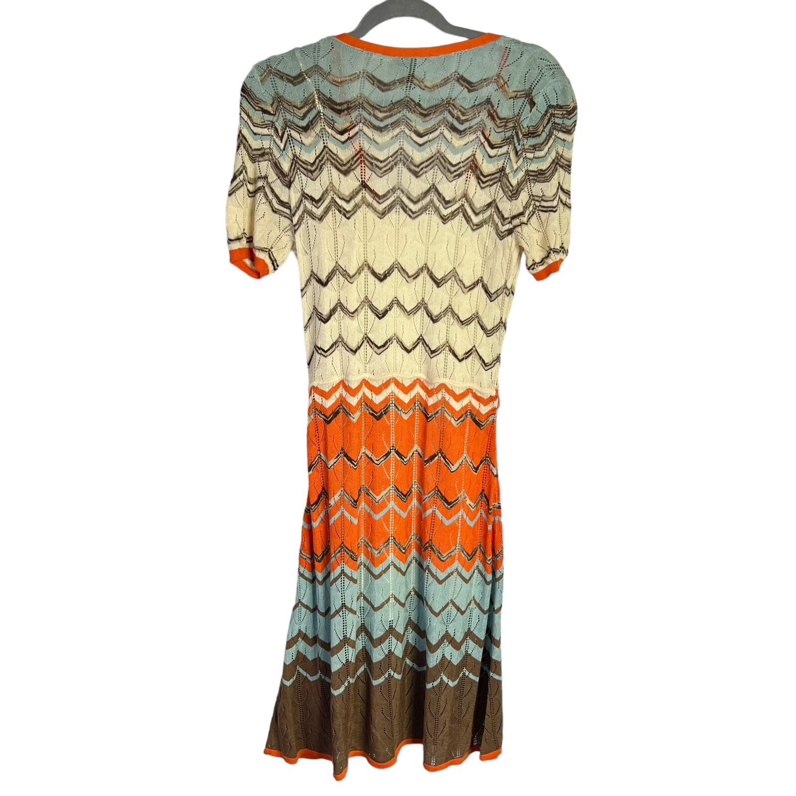 BCBGMaxAzria Chevron Silk Rayon Blend Knit Dress Size Medium Boho