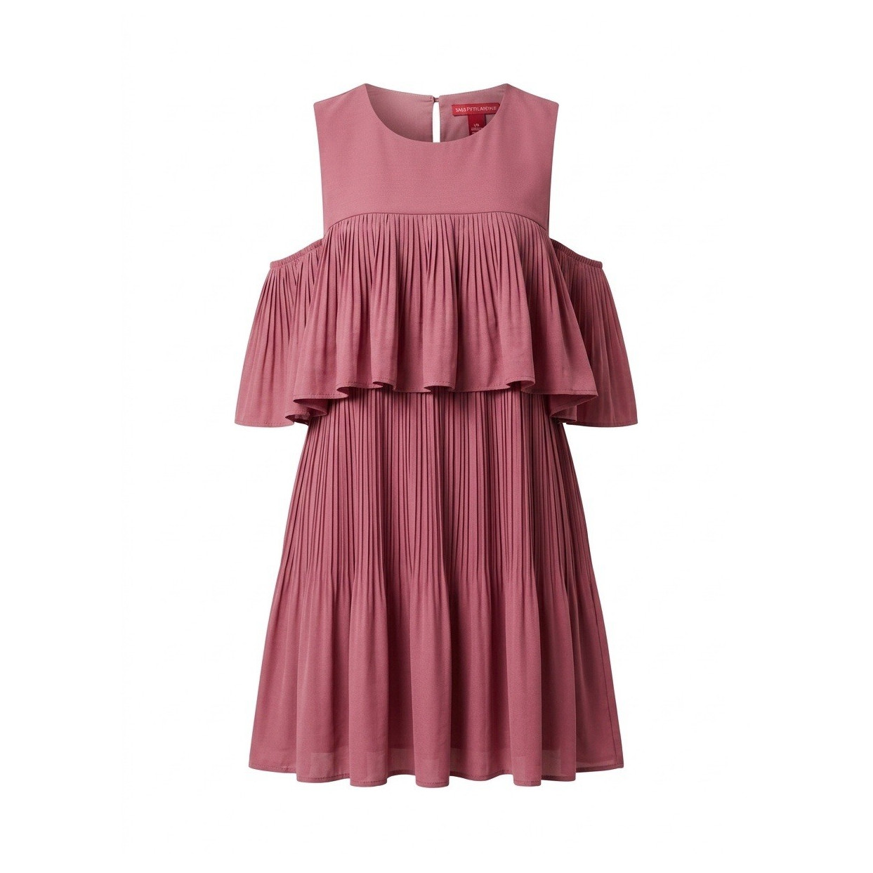 Saks Fifth Avenue Pink Pleated Layered Sleeveless Cocktail Dress L/G