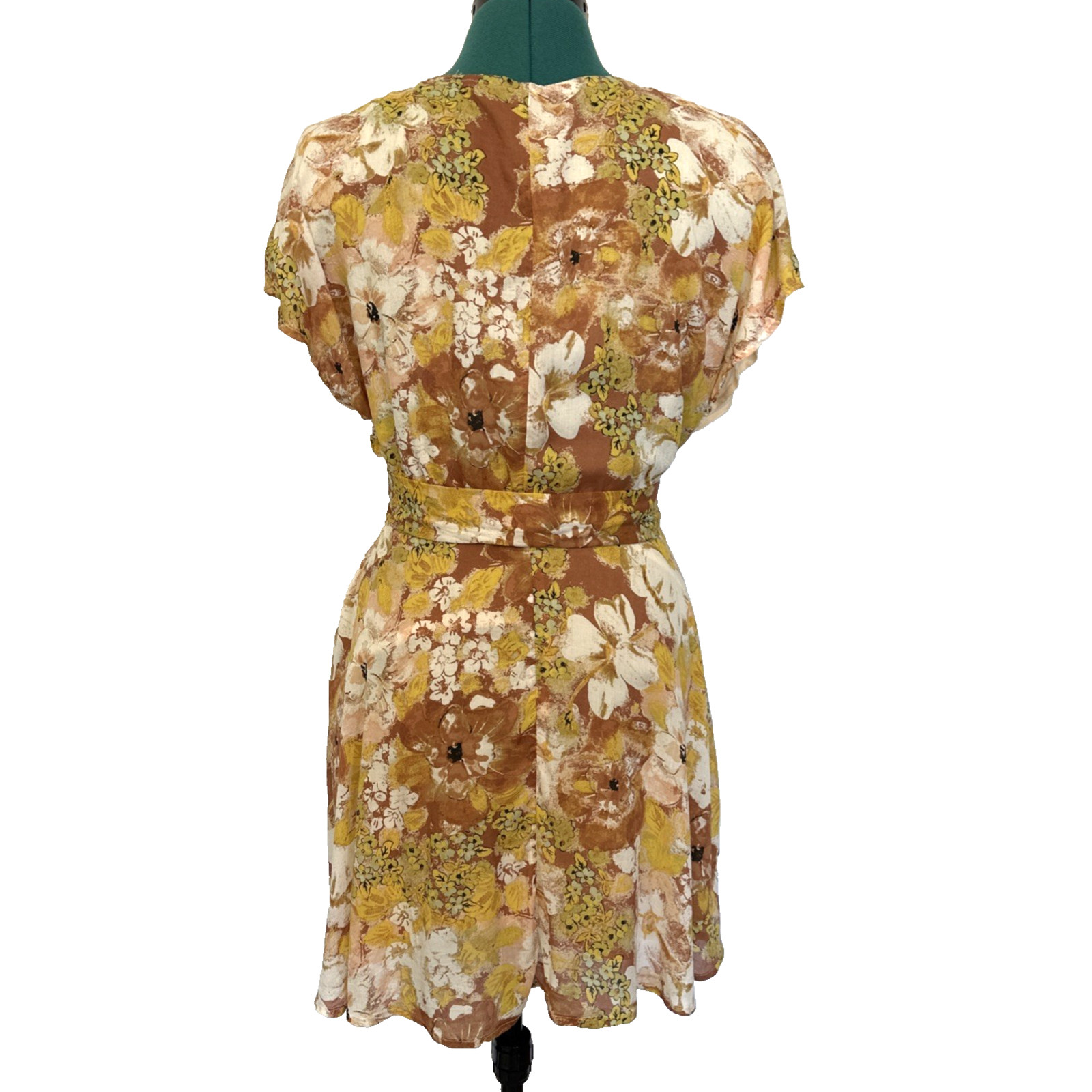 Free People Freddy Cocoa Floral Printed Short Sleeve Mini Dress Size Small