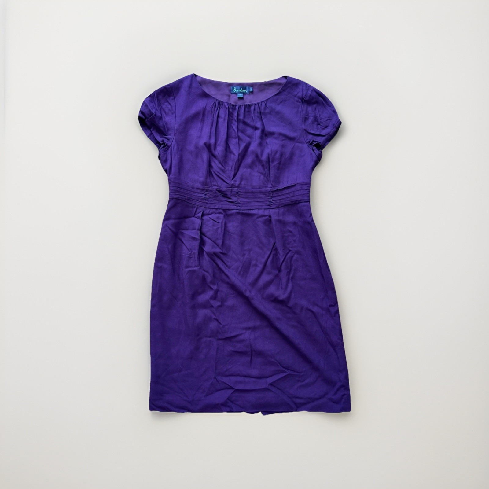 Boden Womens Deep Purple Pleated Empire Waist Sheath Dress 14R Event Mature