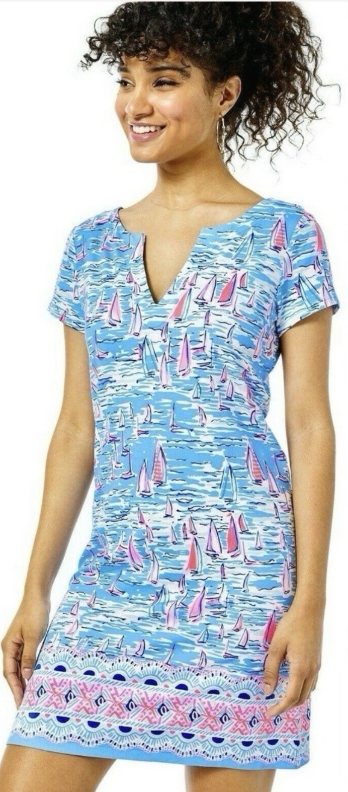 Lilly Pulitzer Sophiletta UPF 50 Zanzibar Blue Sailboat Dress SM Boatylicious