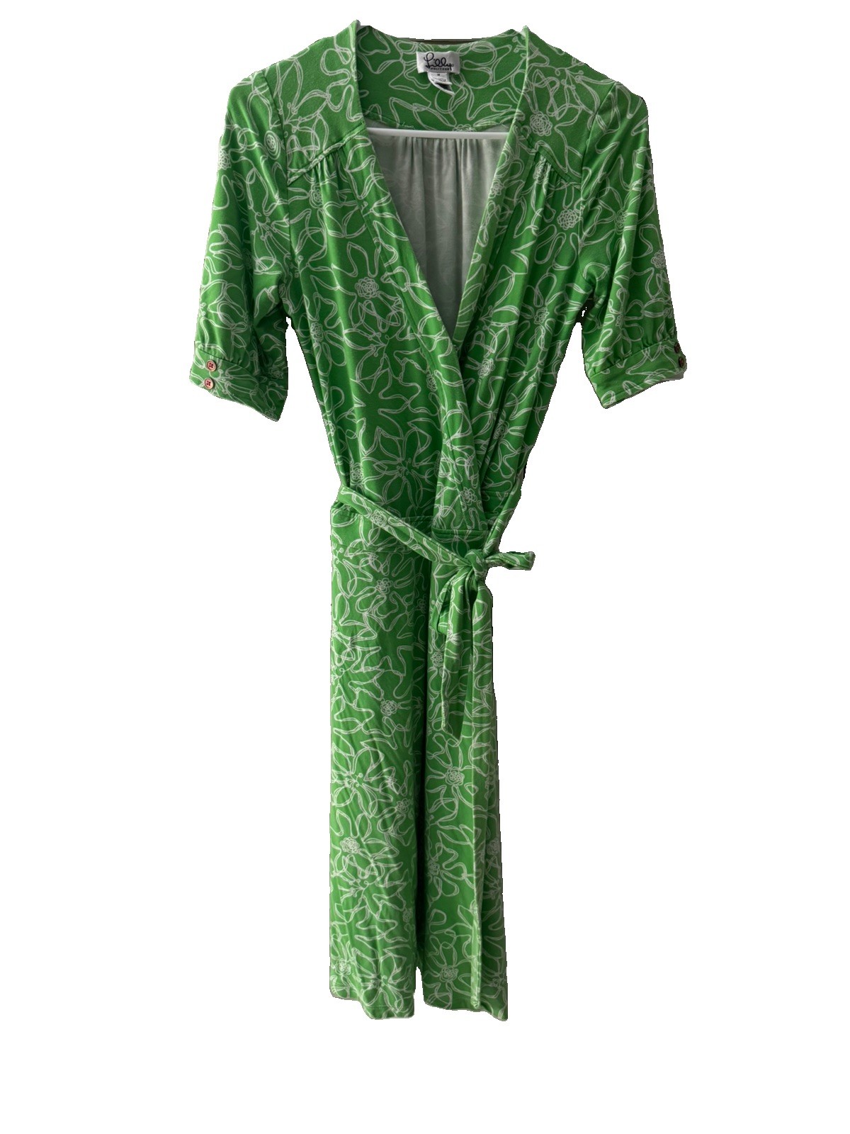 Lilly Pulitzer White Label Green & White Floral Wrap Dress Women’s Medium