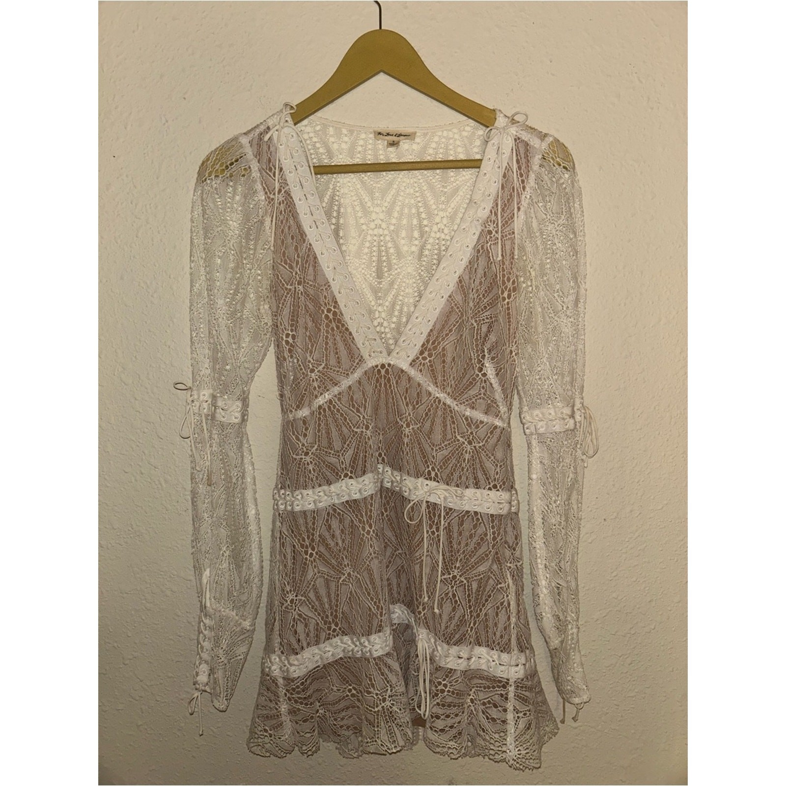 For Love & Lemons White Crochet Lace Dresw