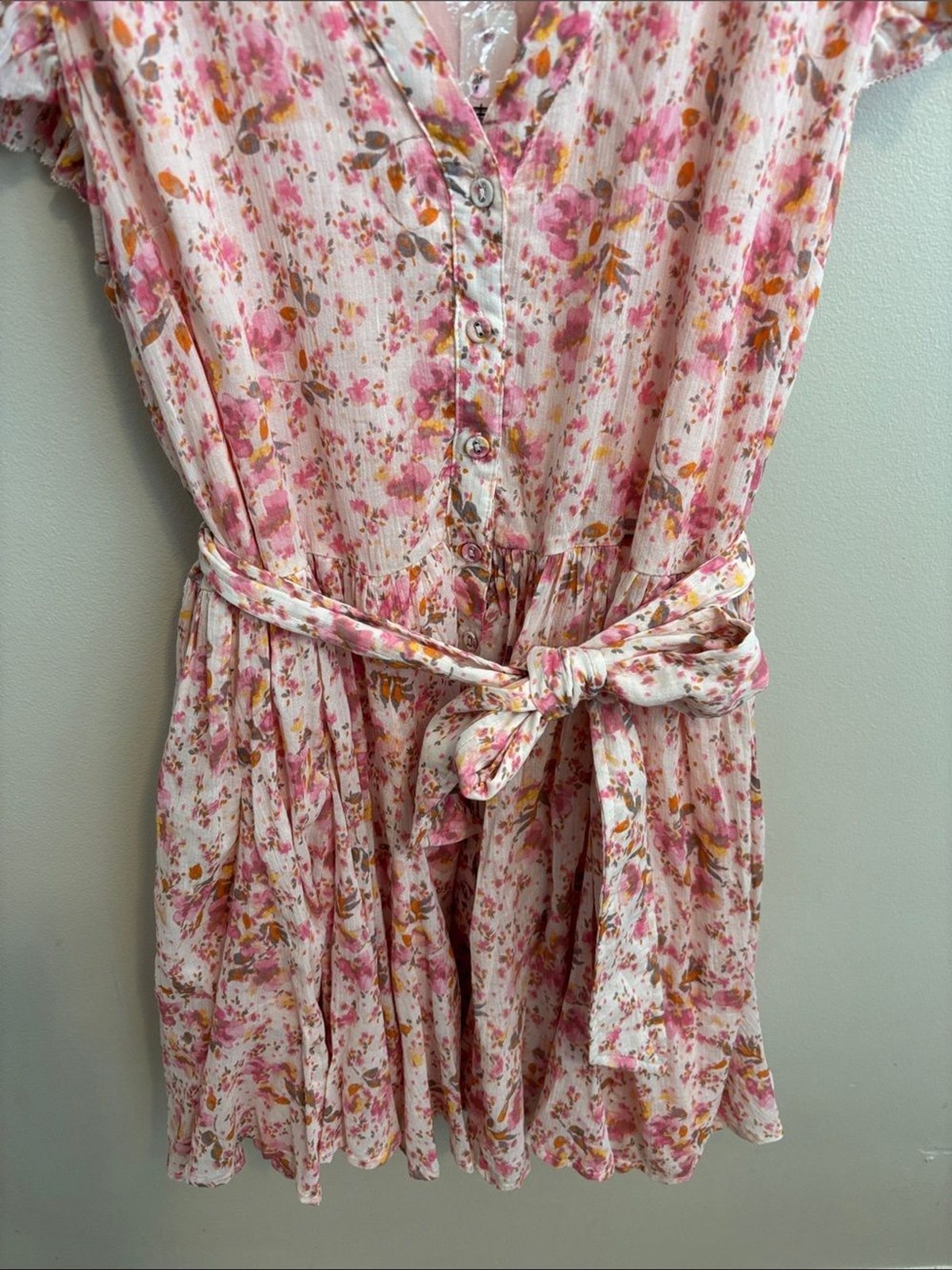 NEW Olivaceous Pink Floral Print button up dress size large