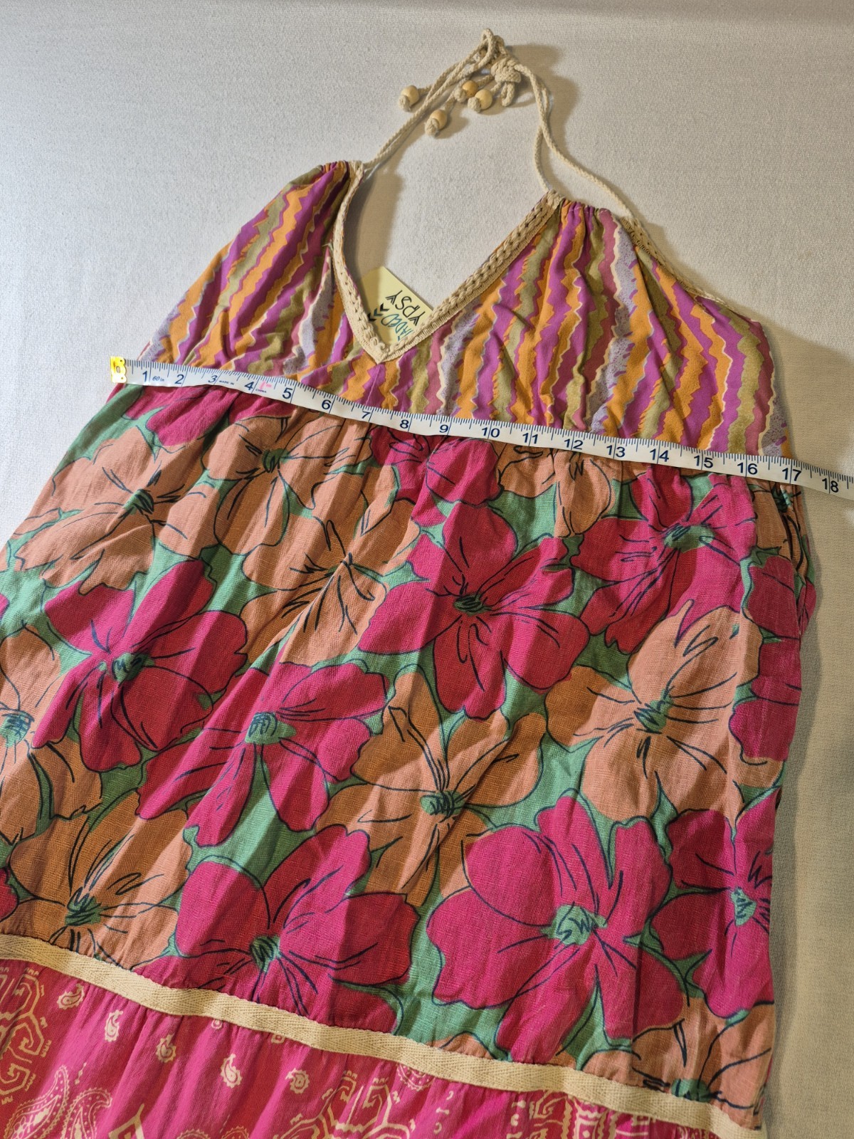 NEW Jaded Gypsy Patchwork Maxi Halter Boho Dress S/M Hippie Festival Sundress