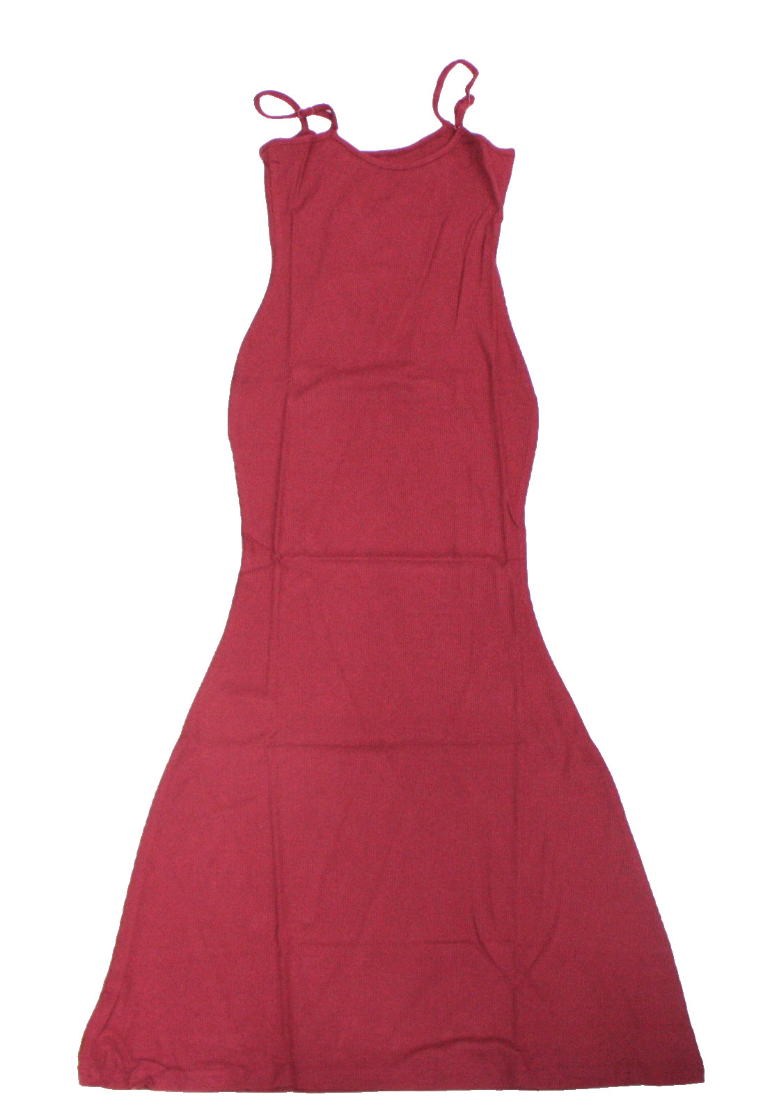 WeColor Red Ribbed Adjustable Spaghetti Strap Midi Bodycon Dress Size Small