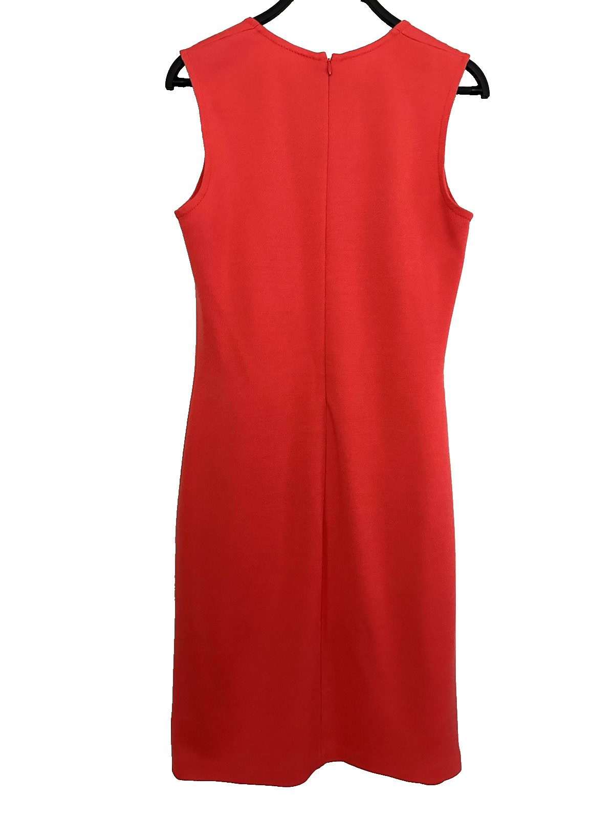 St John Boutique Midi Shift Dress Sz 8 Red Sleeveless Square Neck Wool Blend