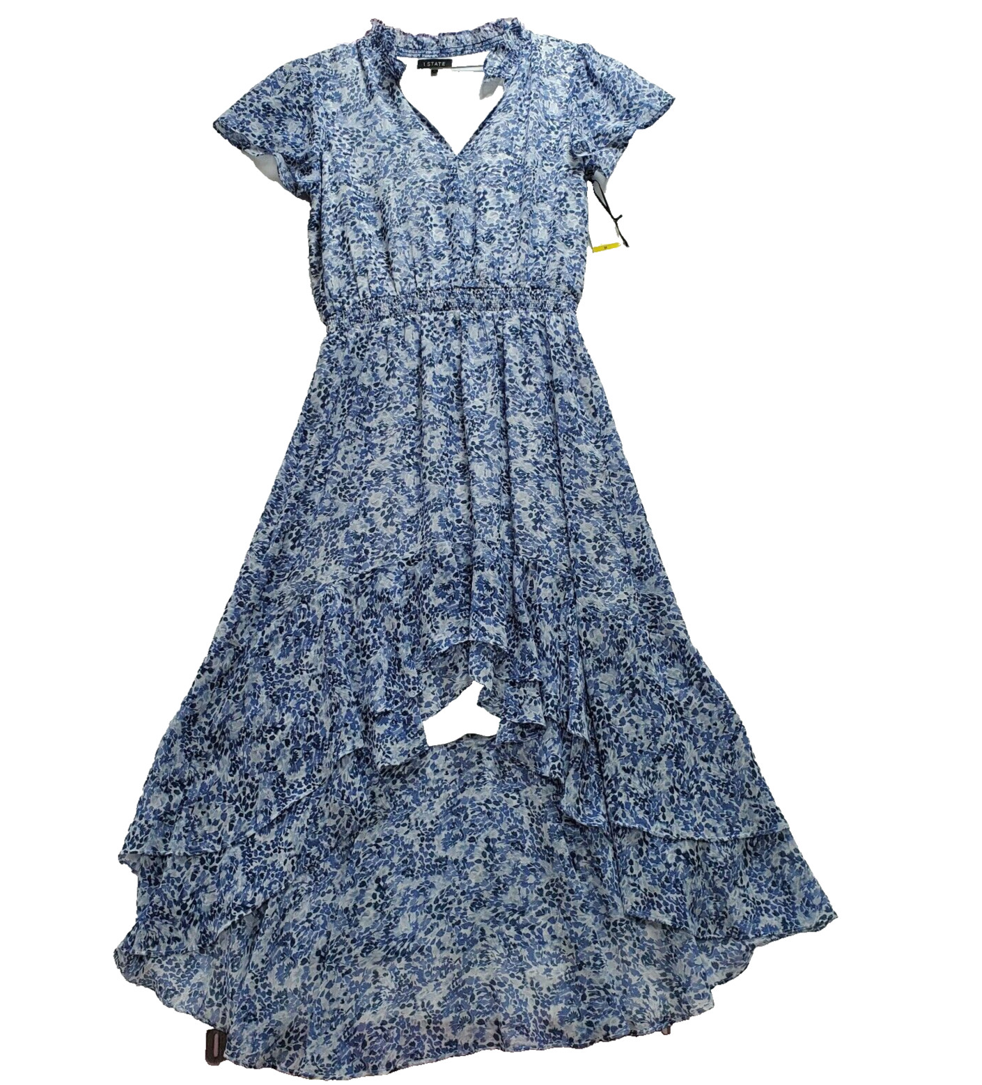 1.State Dress Women’s Medium Blue Midi Floral Hi-Low Hem CottageCore Assymetric