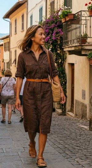 Vintage Merona Linen Cotton Shirt Dress XS Utility Midi Gorpcore Safari Faded