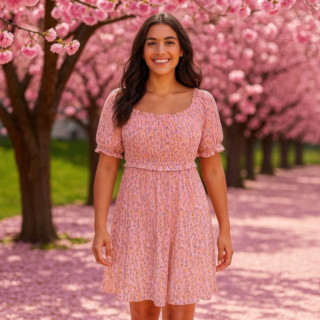 Beyond Words Pink Floral Puff Sleeve Cottagecore Spring Summer Dress XL