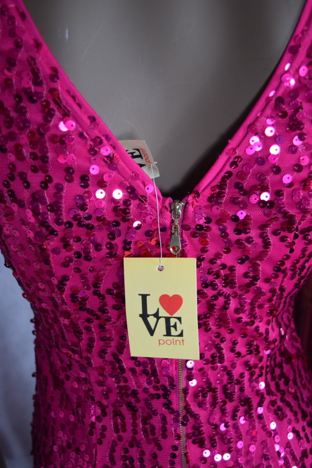 Women Fringe Sequin Beaded Fuschia Dress, Size M, NWT