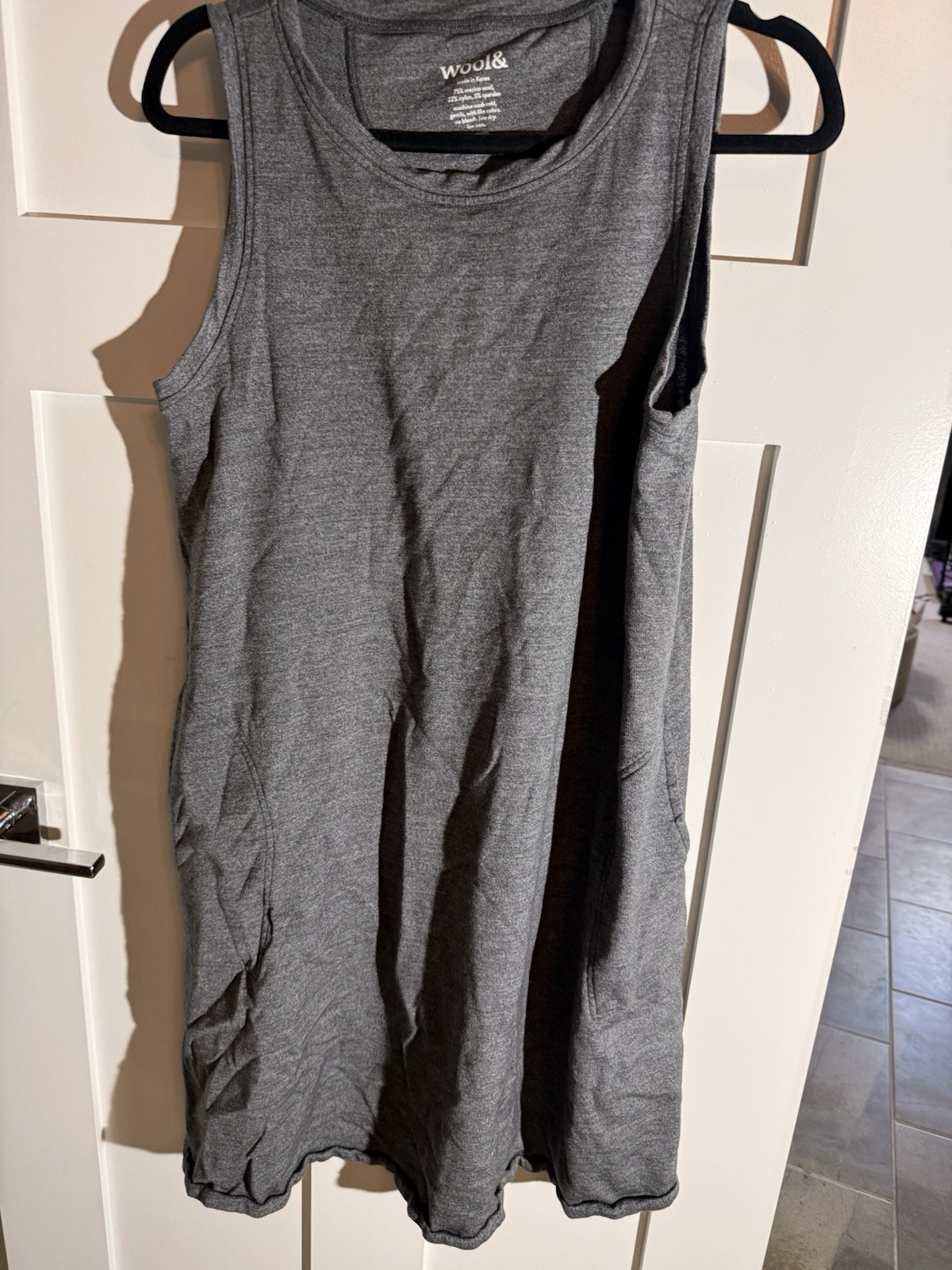 Wool& Merino Wool Blend Gray Tank Dress with Pockets Women’s size M-Long
