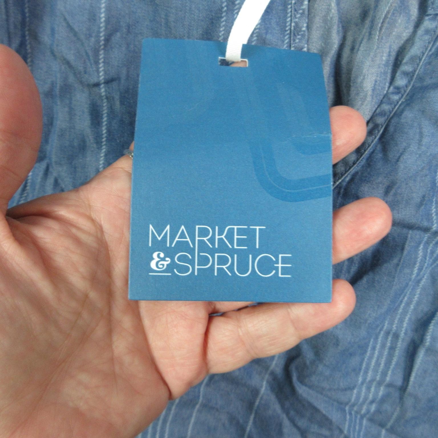 Market & Spruce Dress Womens 2X Blue Trapeze & Swing Midi 3/4 Puff Sleeve NWT