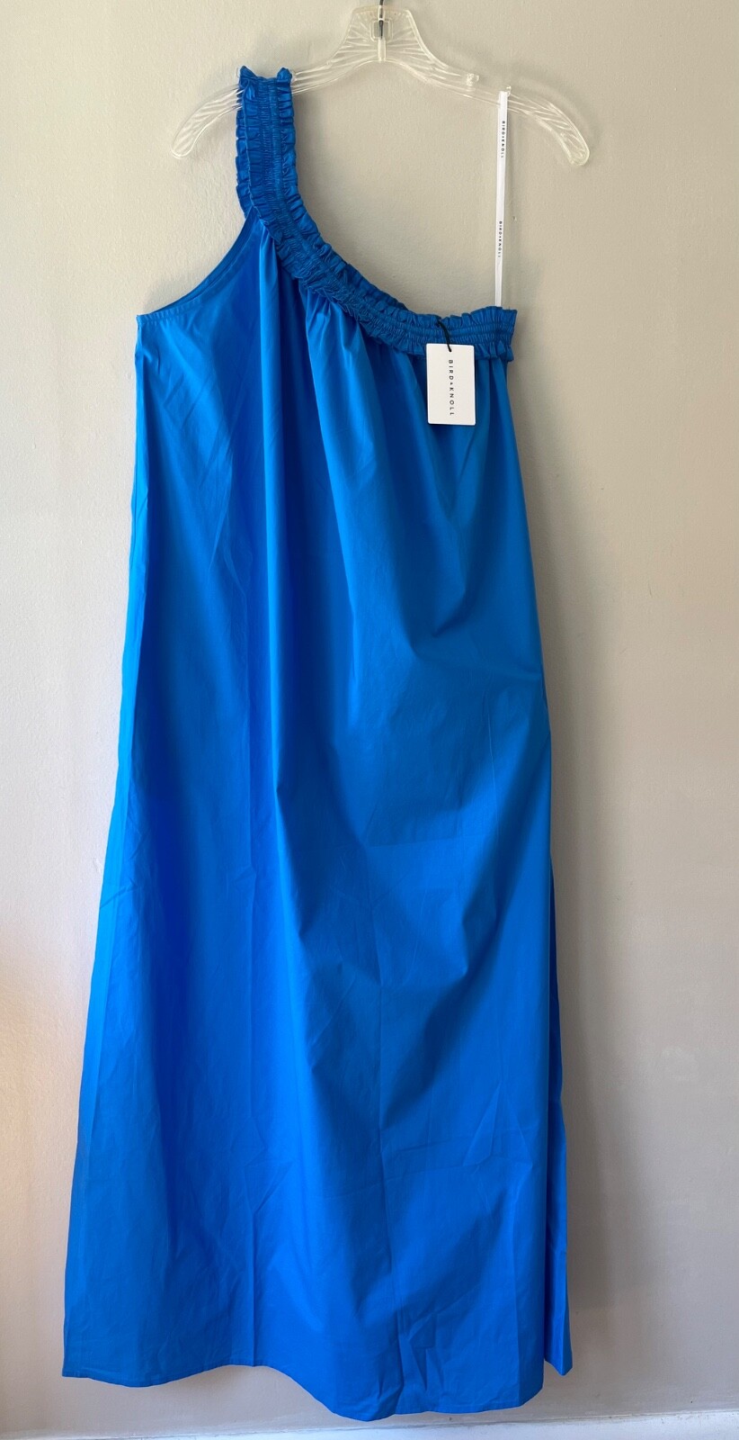 BIRD and KNOLL Donatella Luxury One Shoulder Maxi Cotton Stretch Dress, Size XL