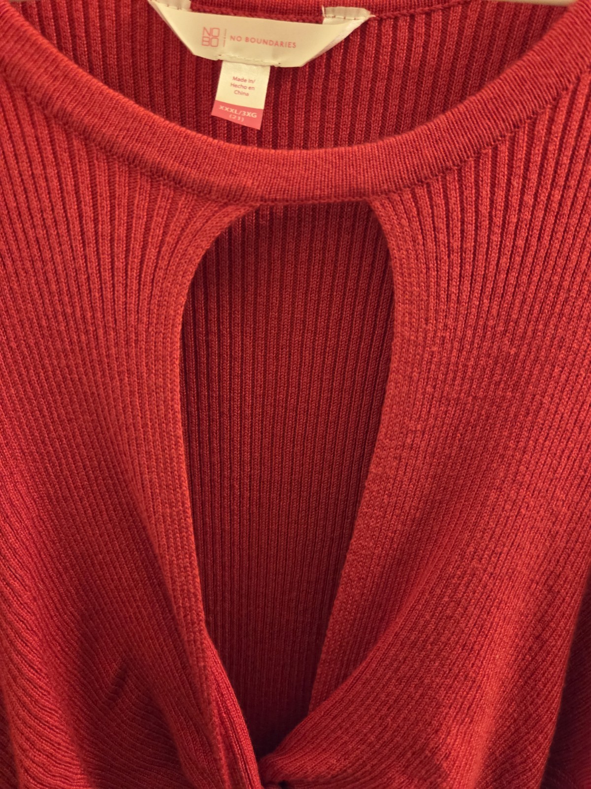 No Boundaries No Bo Juniors XXXL 21 Red Ribbed Cutout Dress Partial New Tag