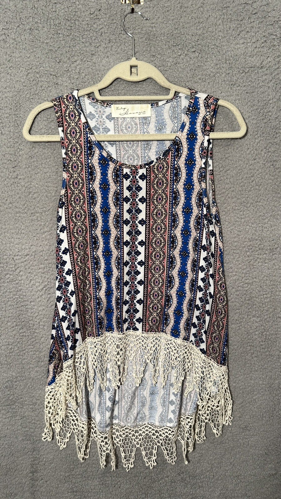 Vintage Havana Striped Fringe Mini Dress Women’s S White