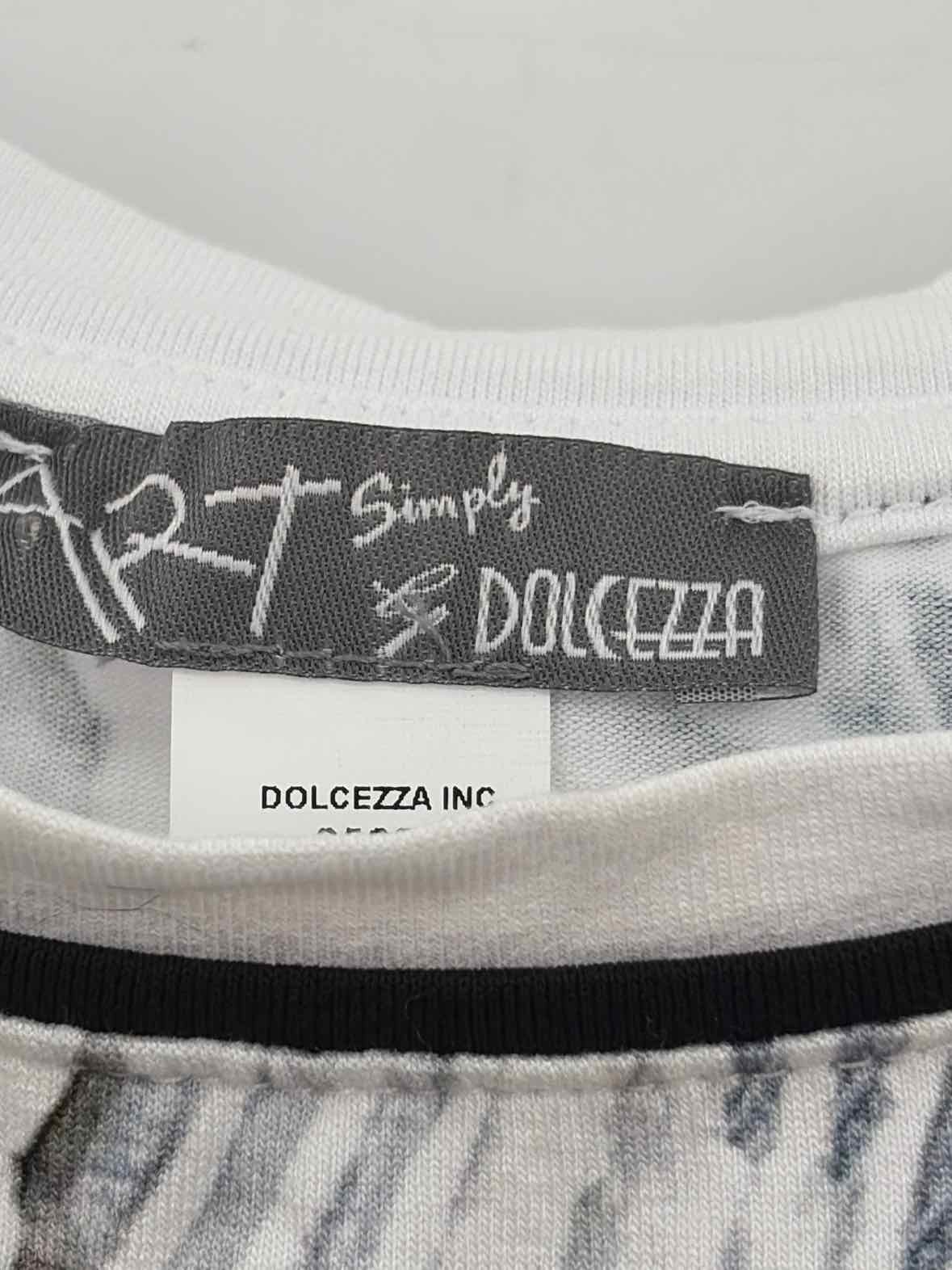 Simply Art by Dolcezza White Size Medium Knee Length Short Sleeve Dress