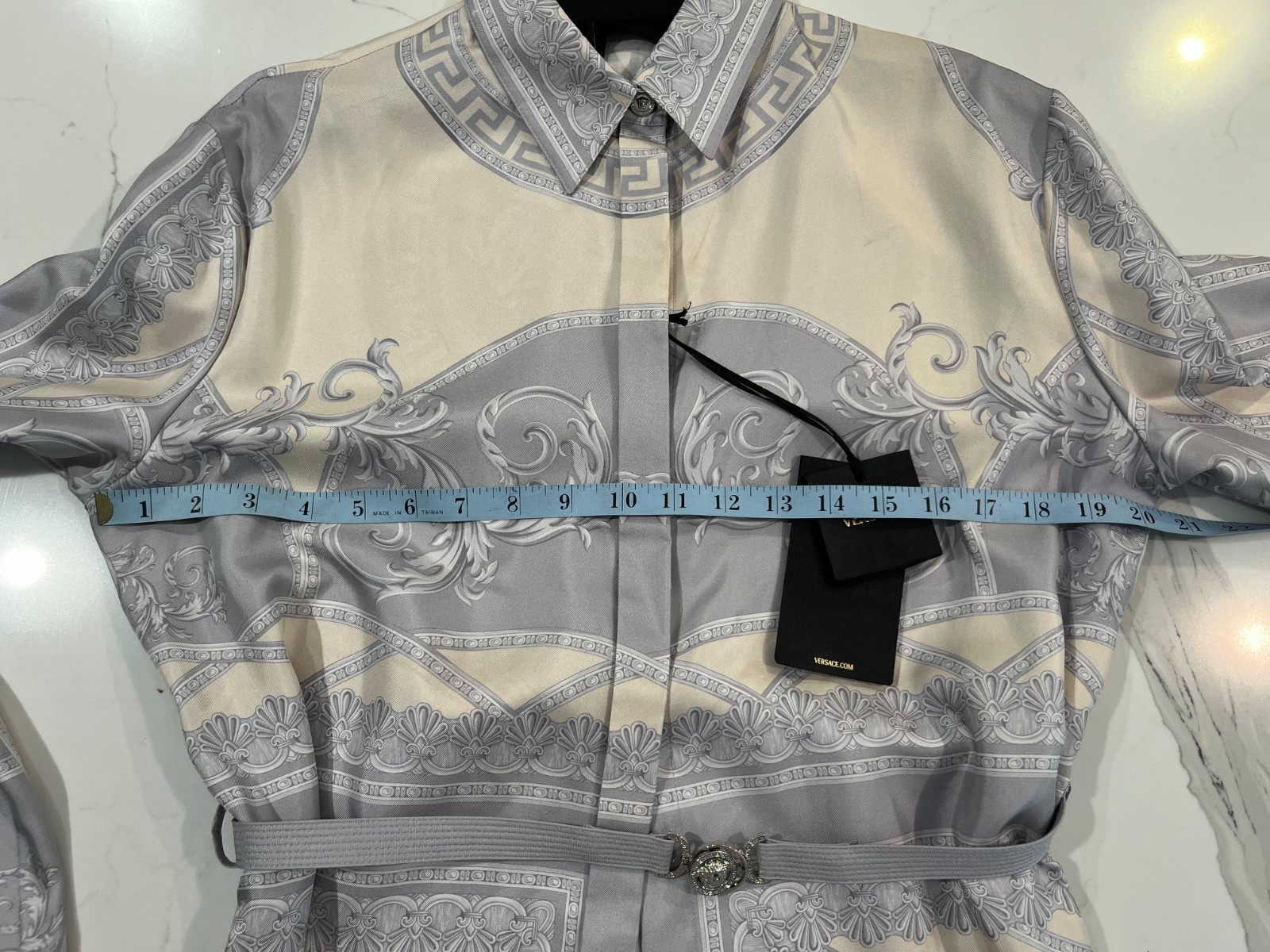 Versace Medusa Grey Silver Rhinestone Shirt Dress 3,100.00 Neverworn SZ:44