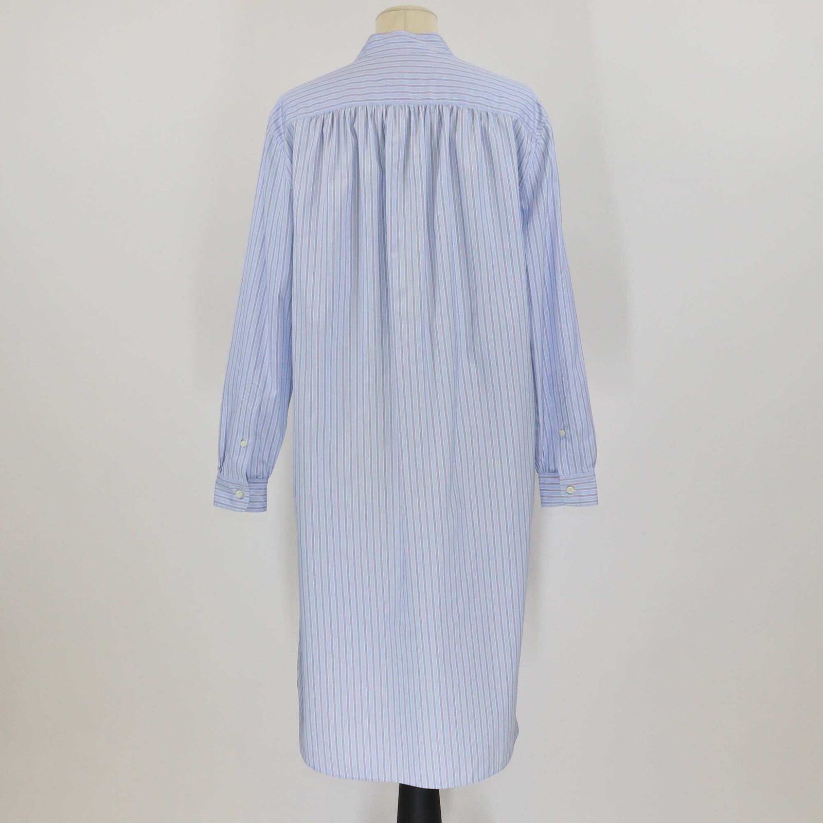 Loro Piana Blue Cotton Catlin Stripe Long Sleeve Tunic Dress