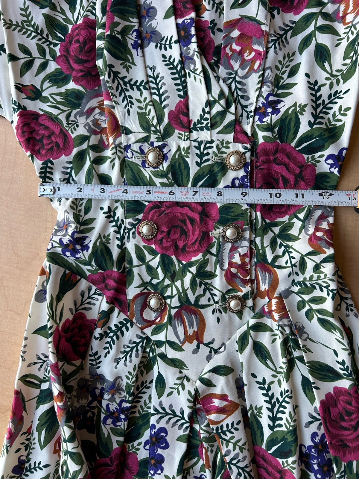 Vintage 80/90s Floral Linen Look Romper Double Breasted Cottagecore