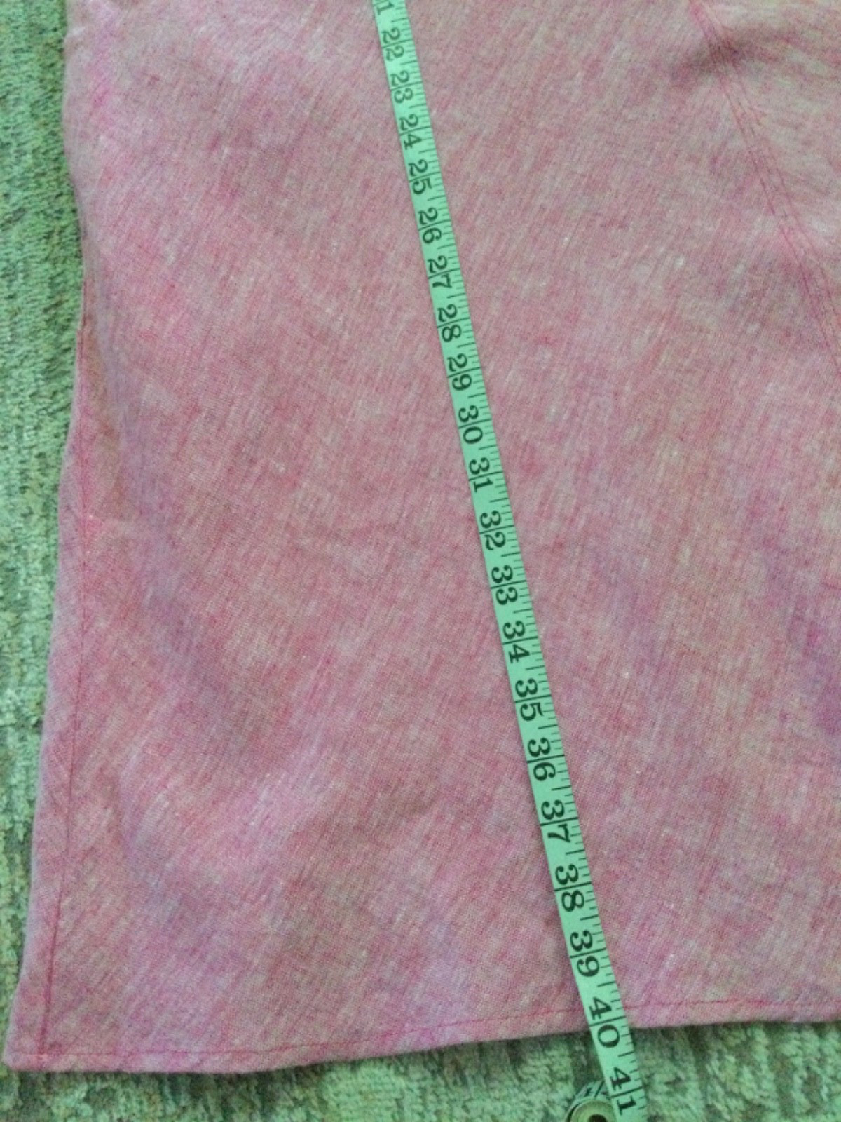 Lands End Pink Heather Linen Midi Dress A-Line Pockets Women Sz ST Boho Coastal