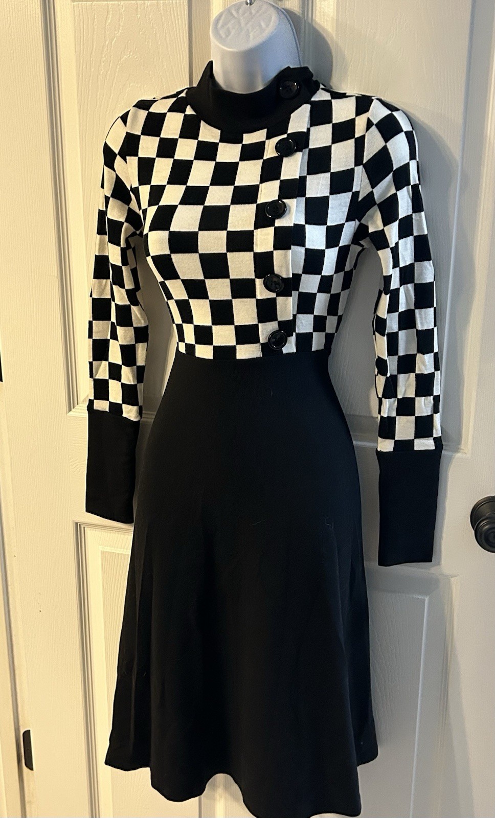 NEW Voodoo Vixen Checkered Retro Mod 60s Knit Dress Funky Small Pinup Punk