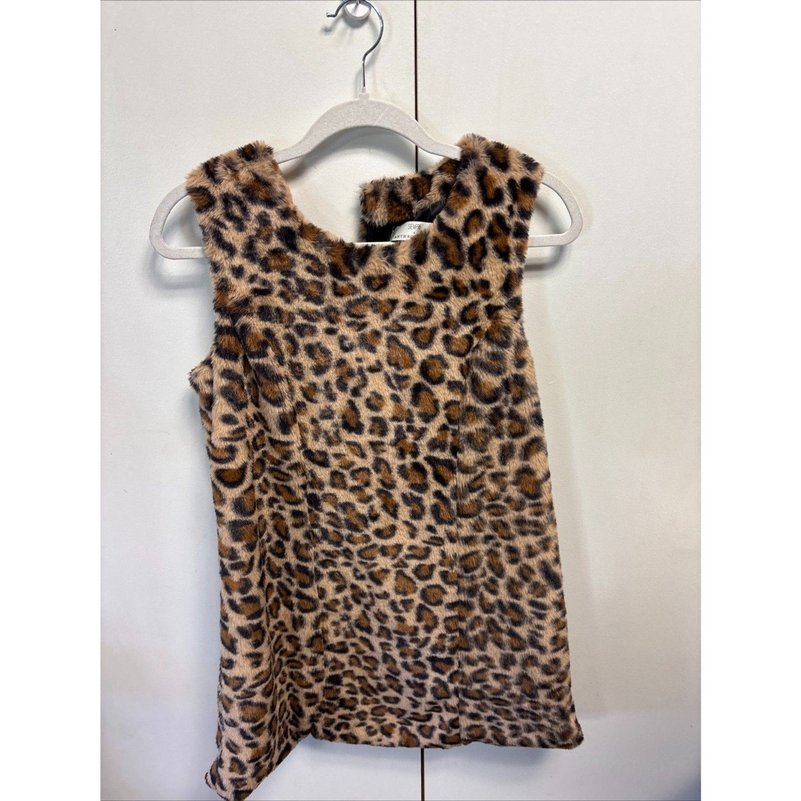 Anthropologie Siempre Printed Faux Fur Mini Dress S casual retro vintage
