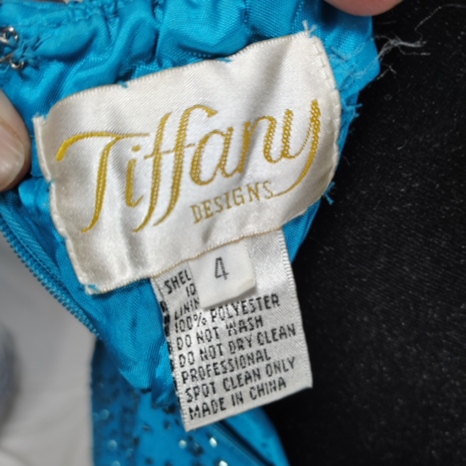 Tiffany Design Beaded Silk Prom Halter Dress Maxi Gown 4 Blue Fairy Glam