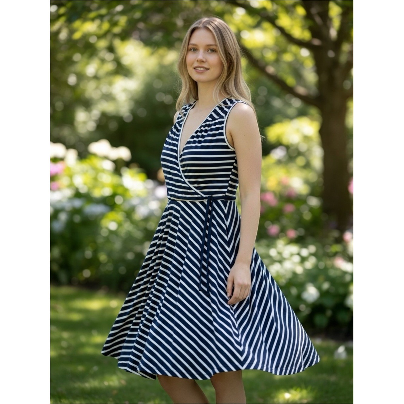 Rachel Pally navy striped wrap dress size M